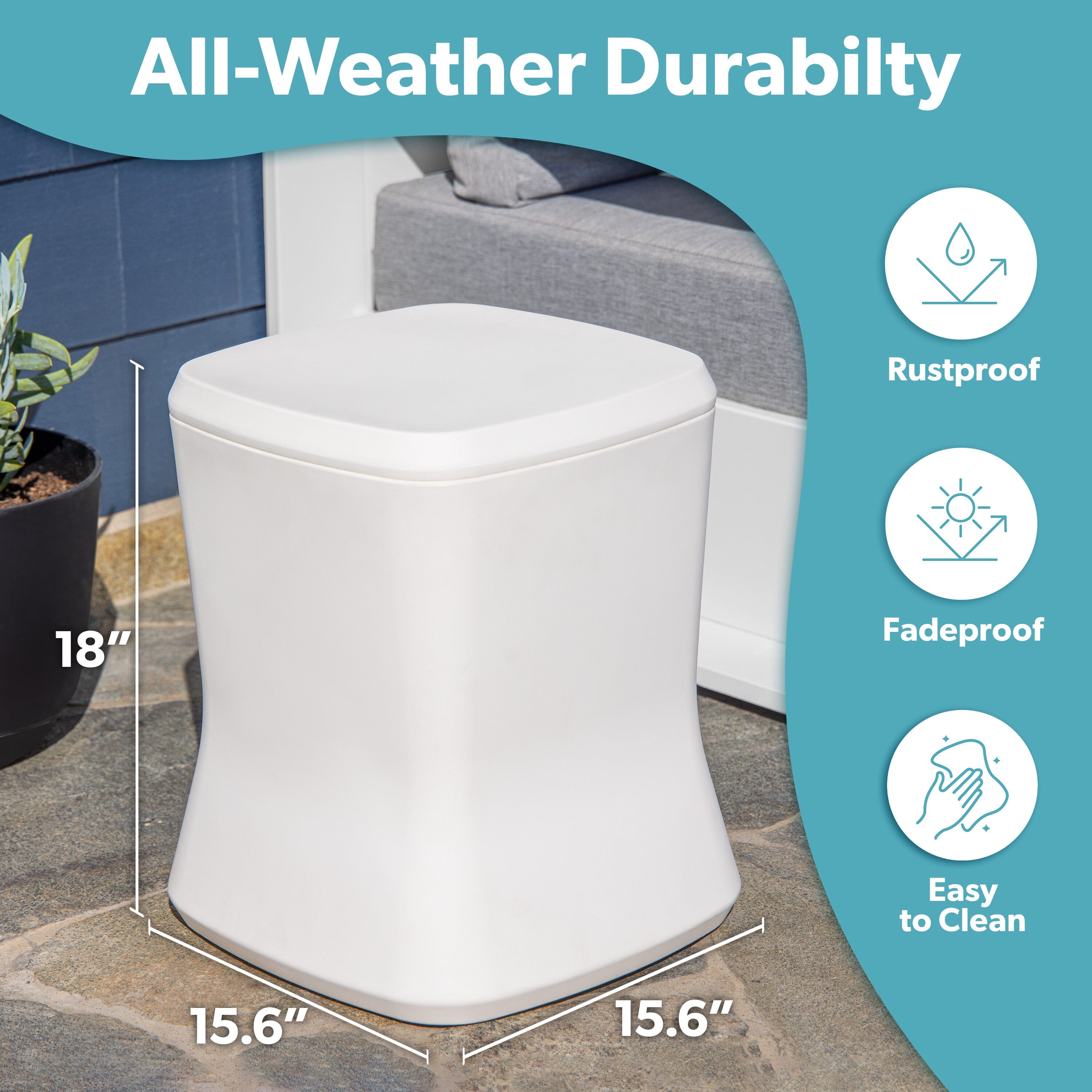 Coast Modern Outdoor Side Table Cooler - 2 in 1 Patio Decor Storage Table & Ice Chest - 25 QT - White Playgosports.com 