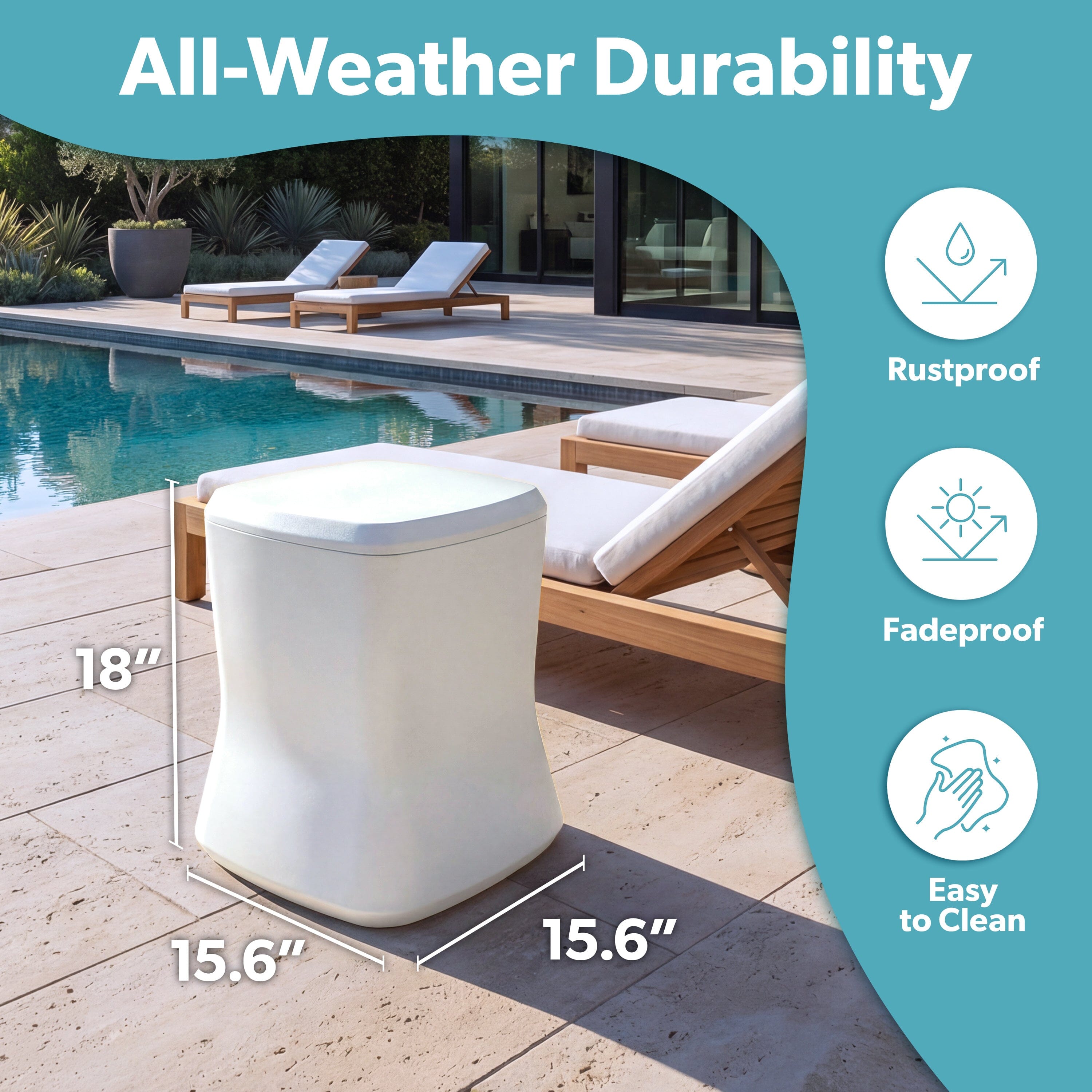 Coast Modern Outdoor Side Table Cooler - 2 in 1 Patio Decor Storage Table & Ice Chest Playgosports.com 