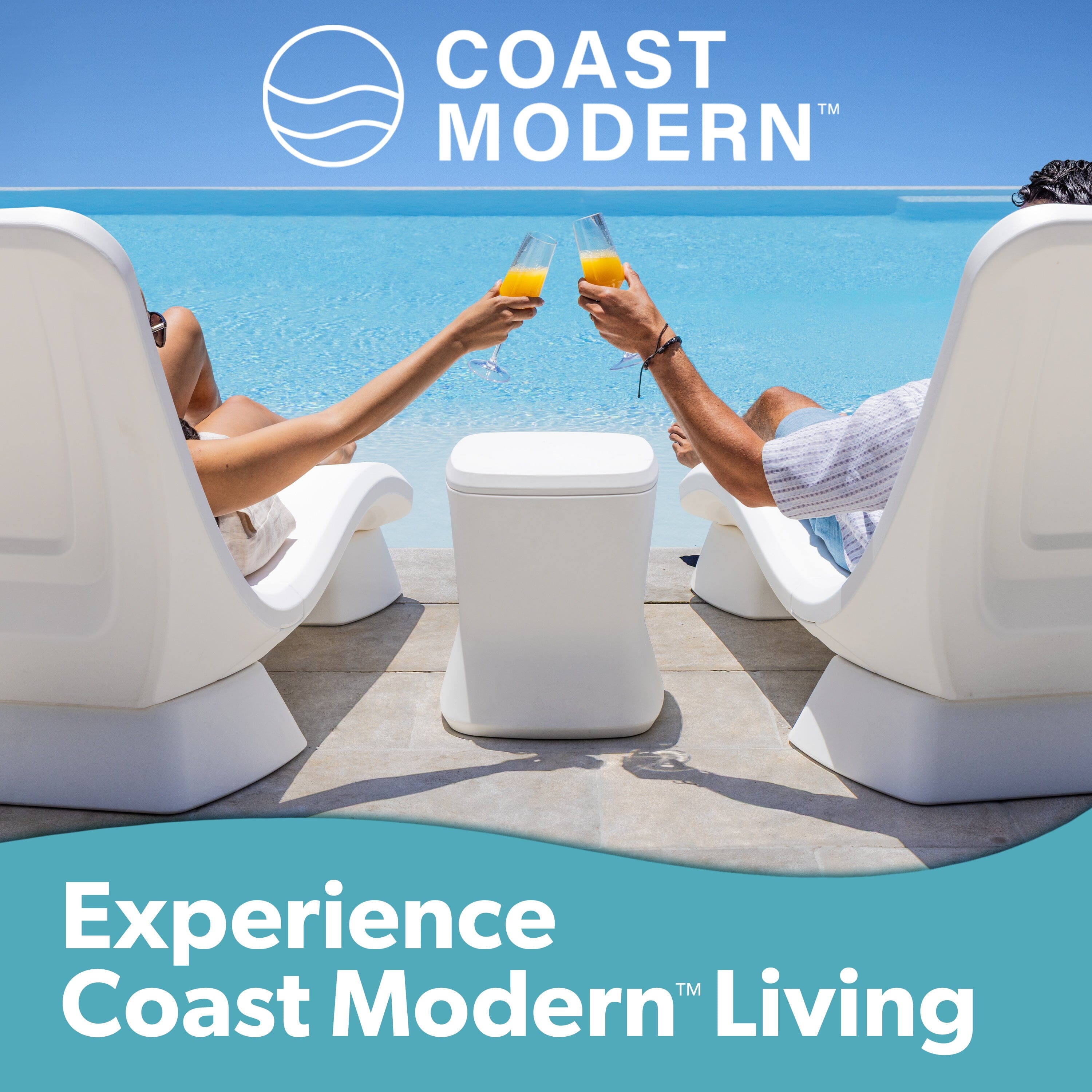 Coast Modern Outdoor Side Table Cooler - 2 in 1 Patio Decor Storage Table & Ice Chest - 25 QT - White Playgosports.com 