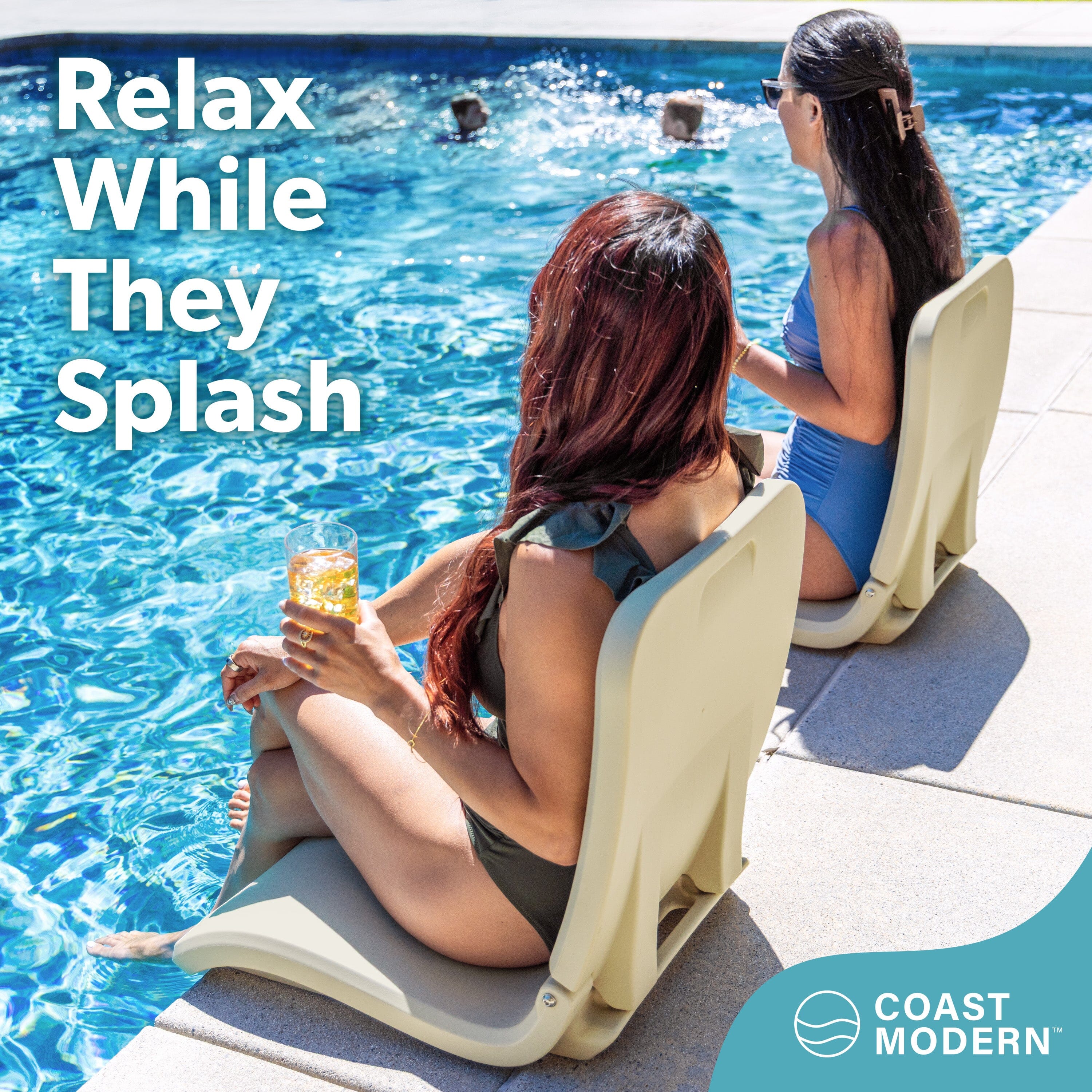 Coast Modern Portable Poolside Chair – Adult Foldable Flip Chair for Pool, Beach, Tailgating & Stadium – Durable Plastic with Back Support - Sand Playgosports.com 