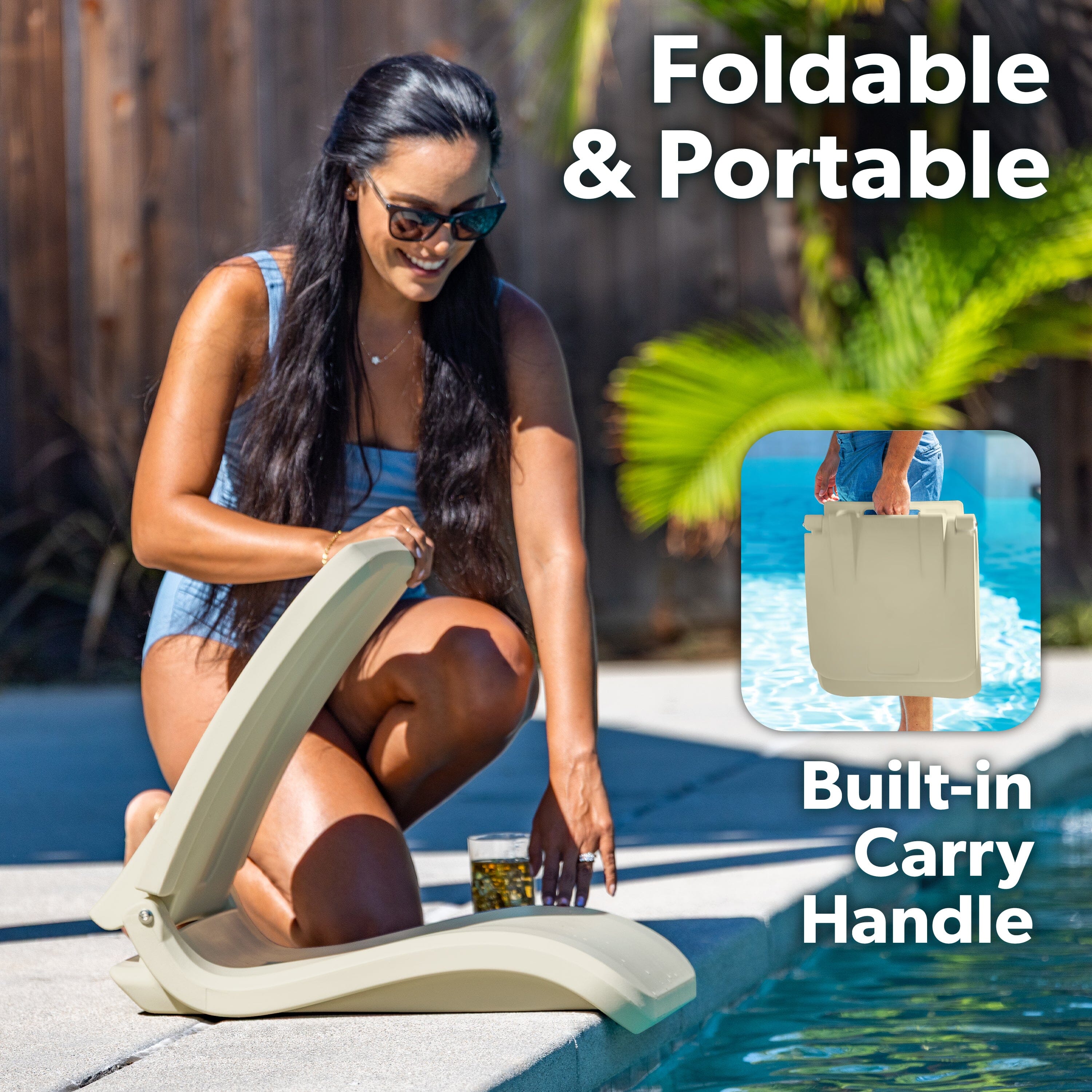 Coast Modern Portable Poolside Chair – Adult Foldable Flip Chair for Pool, Beach, Tailgating & Stadium – Durable Plastic with Back Support - Sand Playgosports.com 