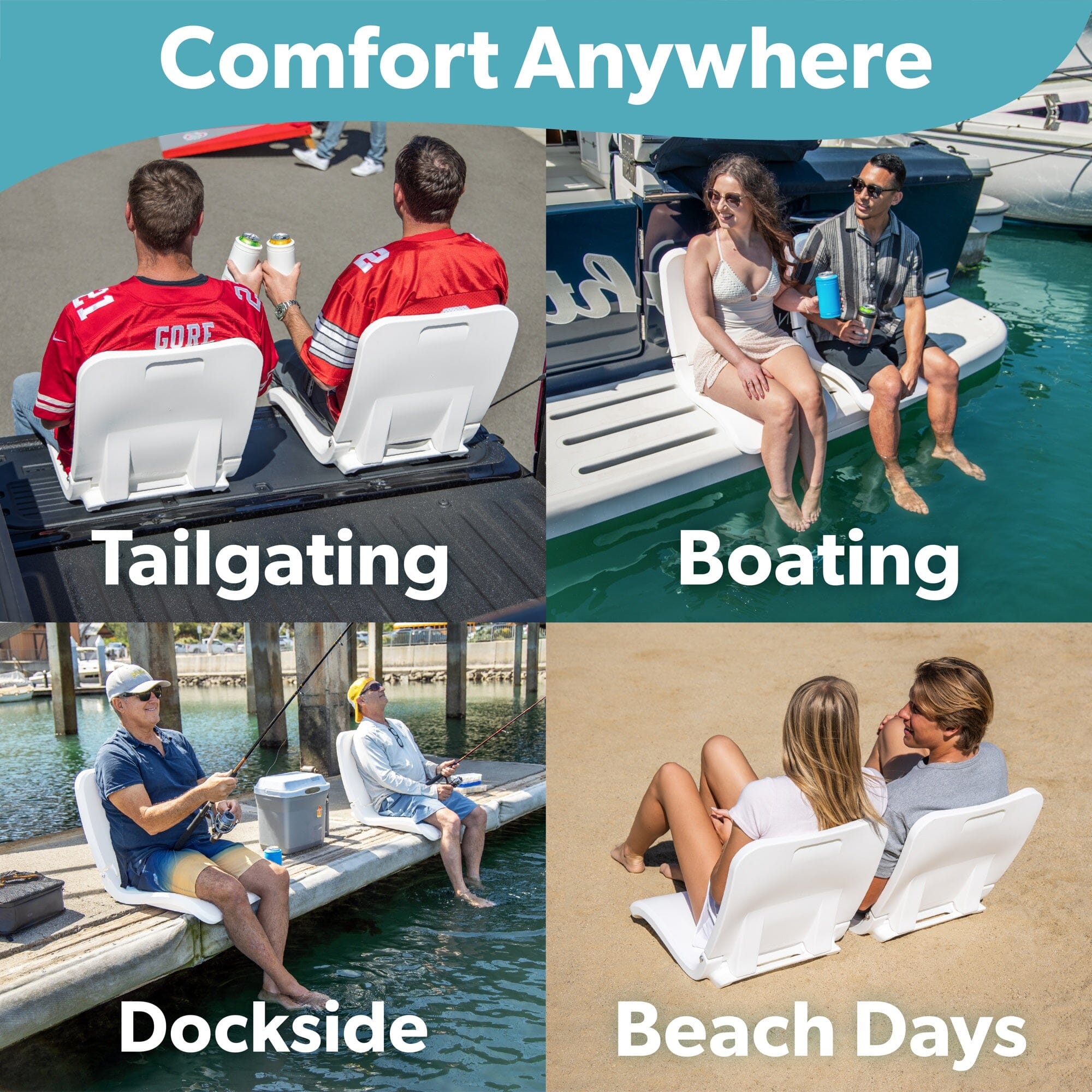 GoSports Outdoor Portable Poolside Chair- Adult Foldable Flip Chair for Pool, Beach, Tailgating & Stadium - Durable Plastic with Back Support GoSports 