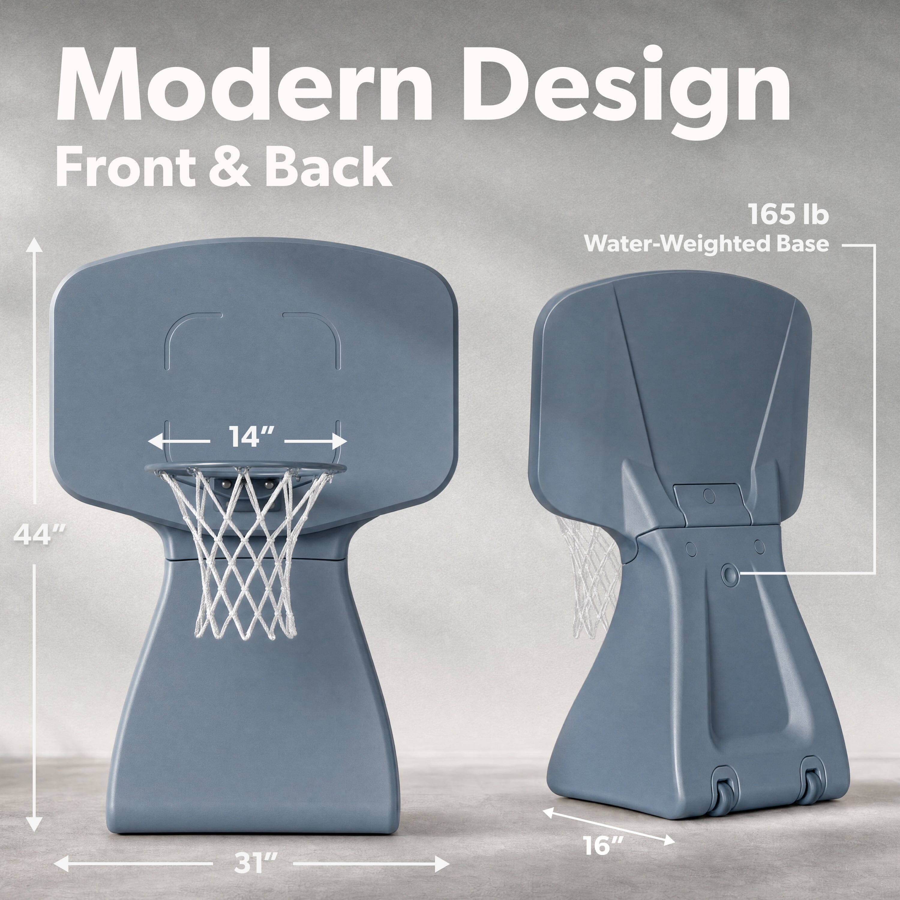 Coast Modern Poolside Basketball Hoop with Wheels - Premium Outdoor Pool Basketball Hoop with 2 Swimming Pool Basketballs and Ball Pump - White Playgosports.com 