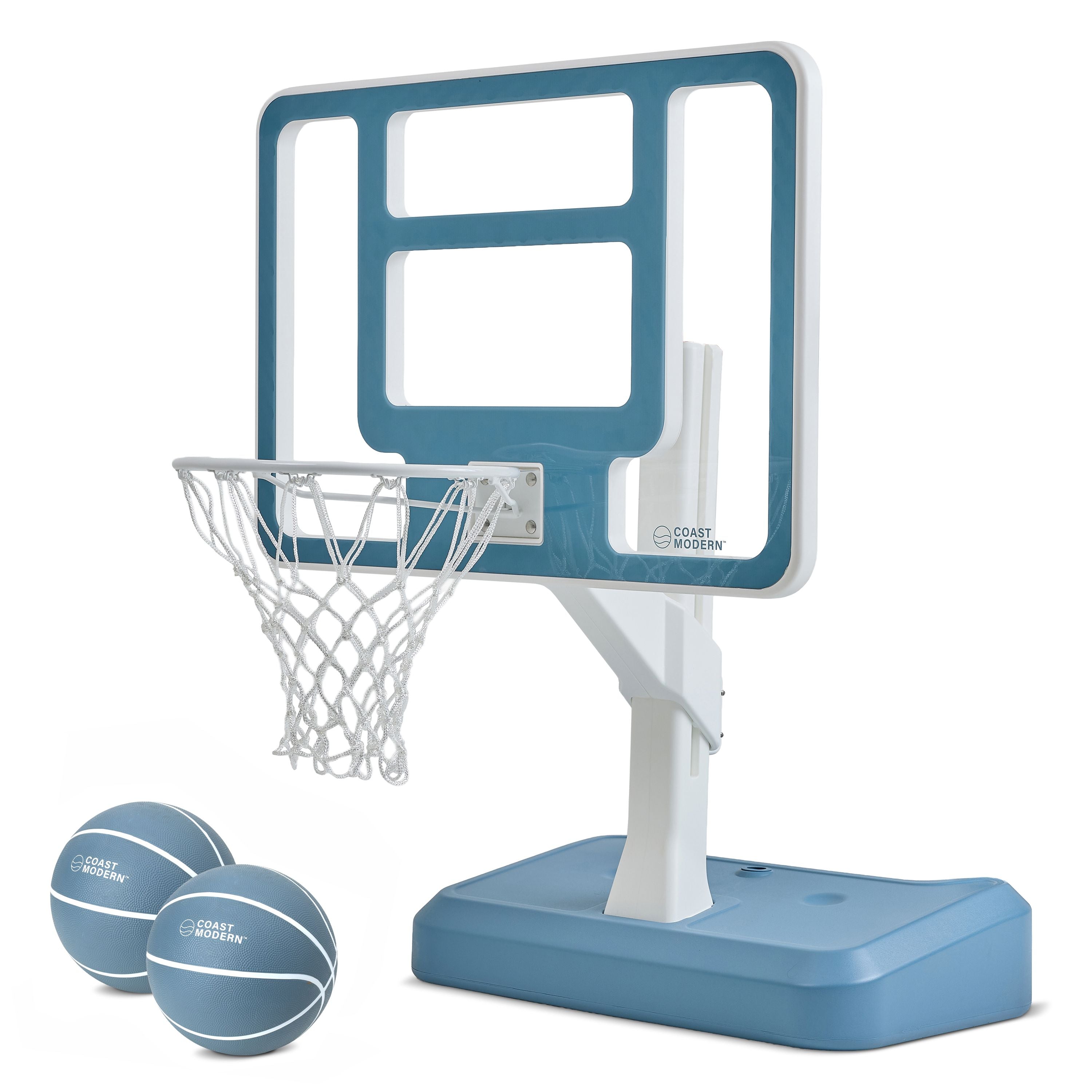 Coast Modern Pool Basketball Hoop with Adjustable Height - Poolside Basketball Hoop with Weighted Base, Premium Acrylic Backboard, & 18" Steel Rim Playgosports.com 