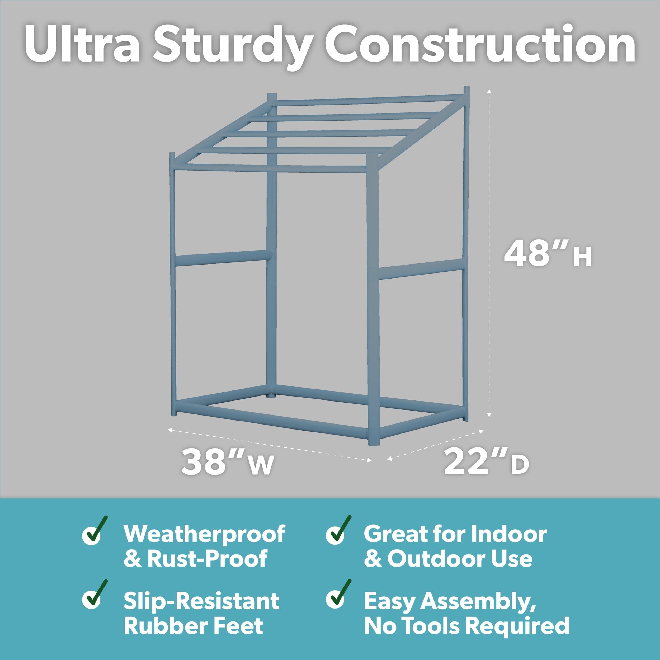 Coast Modern Pool Towel Rack – 5 Beach Towel PVC Drying Rack for Outdoor & Indoor Use - Stone Blue PlayGoSports.com 