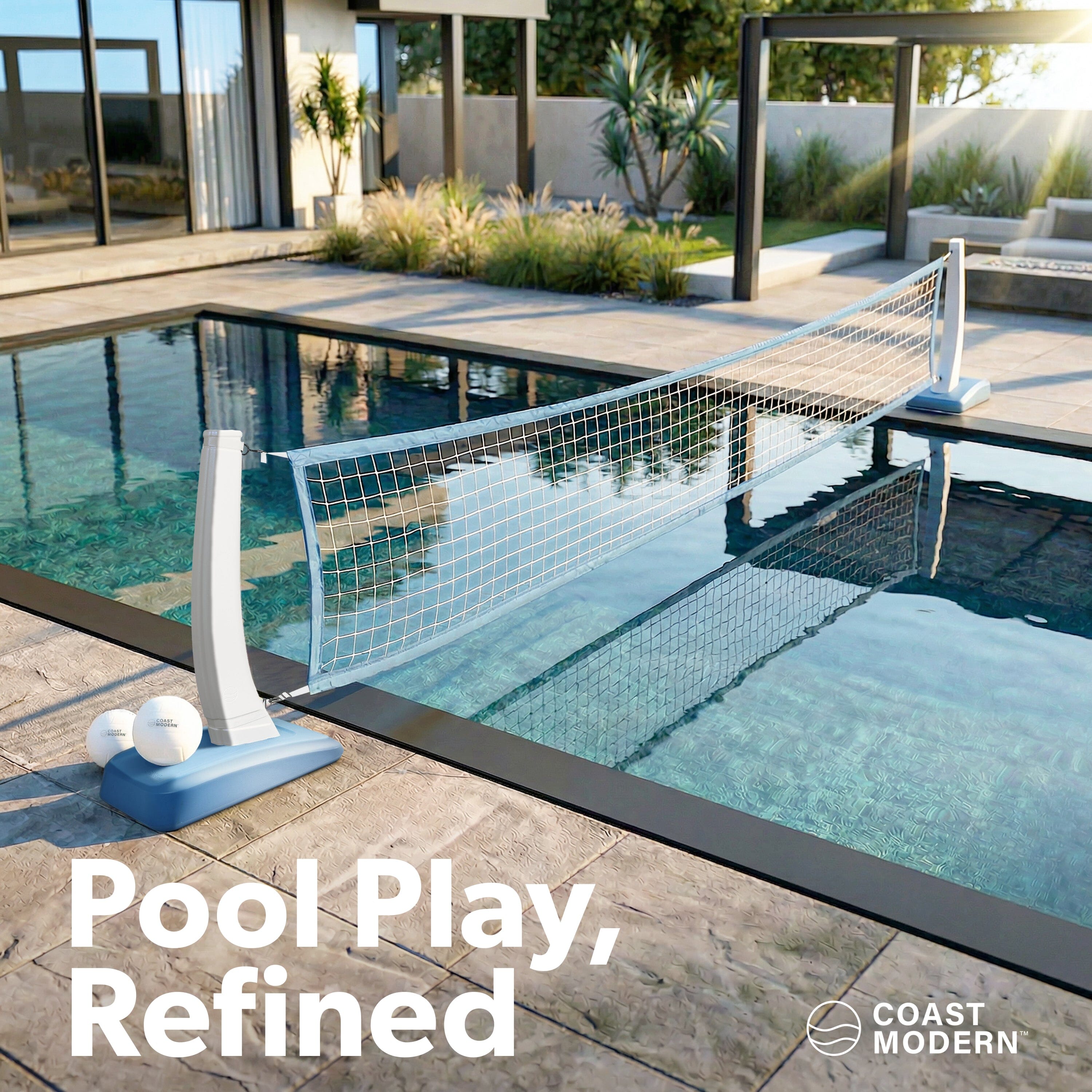 Coast Modern Pool Volleyball Net - Premium Volleyball Pool Game Set for Adults & Family - Accessories Included Playgosports.com 