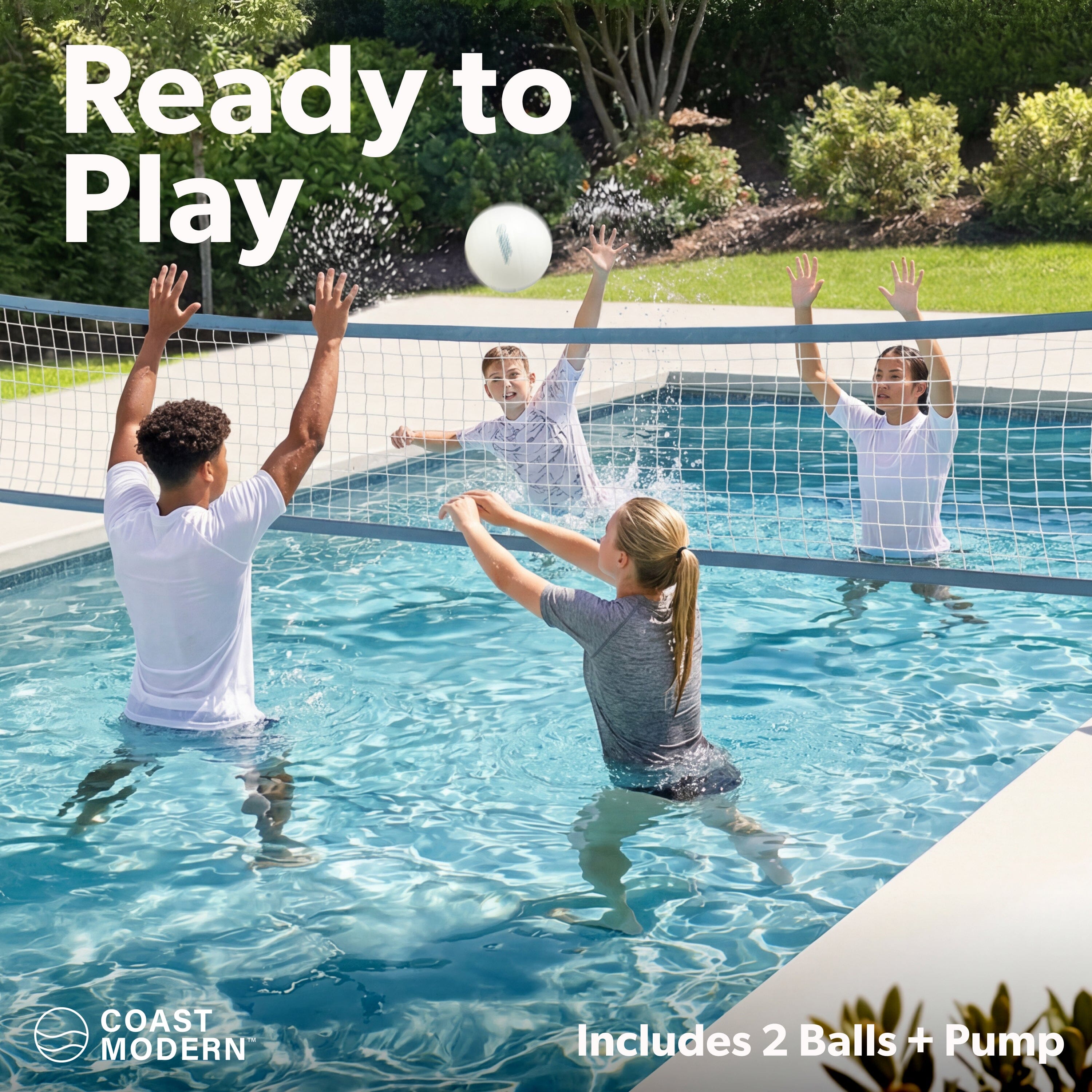 Coast Modern Pool Volleyball Net - Premium Volleyball Pool Game Set for Adults & Family - Accessories Included Playgosports.com 