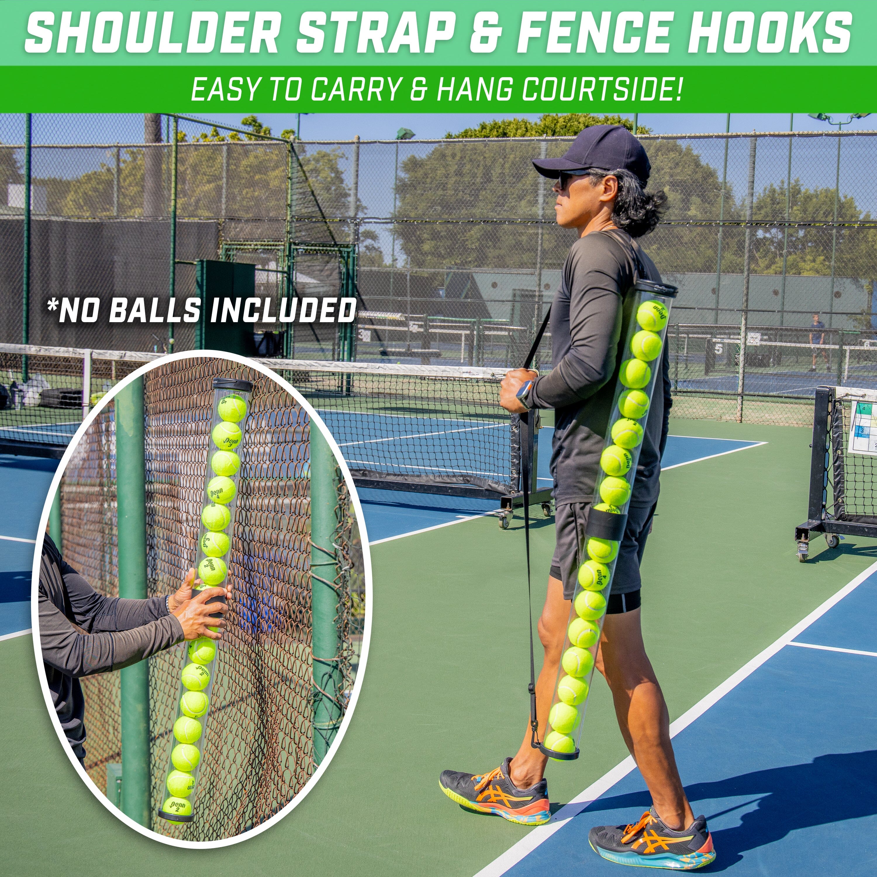 a man holding tennis balls on a tennis court