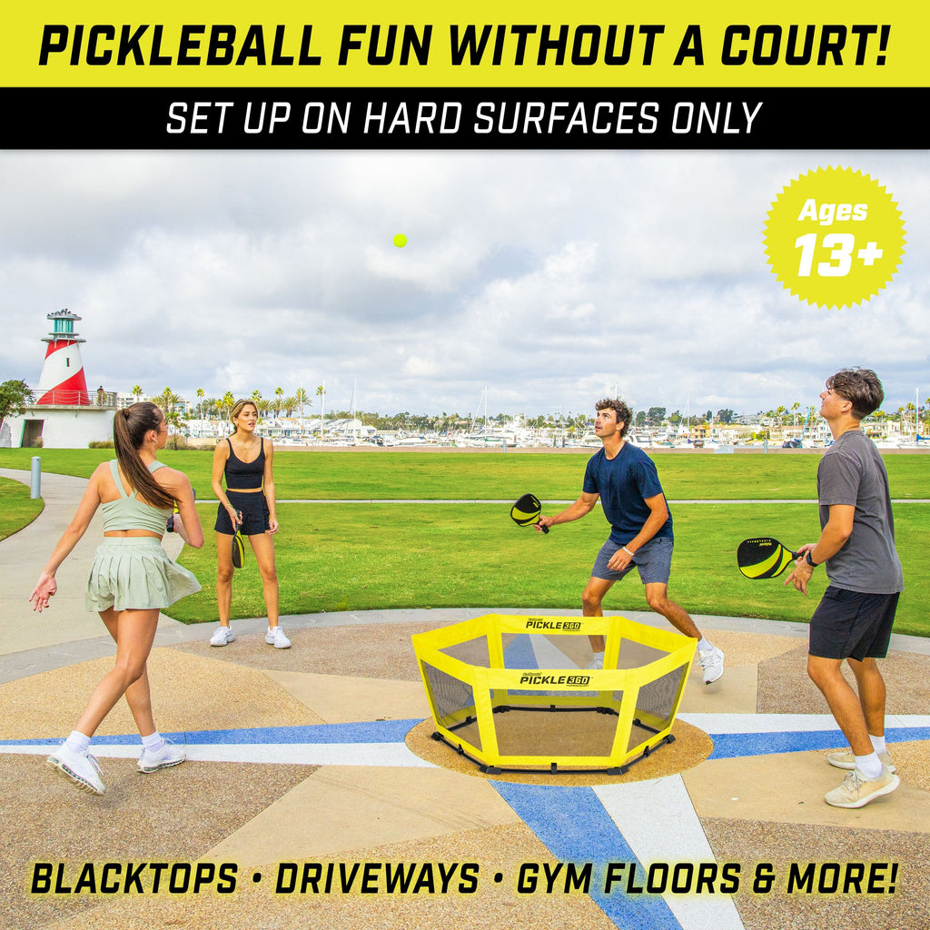 GoSports Pickle 360 Game Set for Kids and Adults - Pickleball Meets Roundnet - Outdoor Lawn, Beach, and Backyard Paddle Ball Game GoSports 