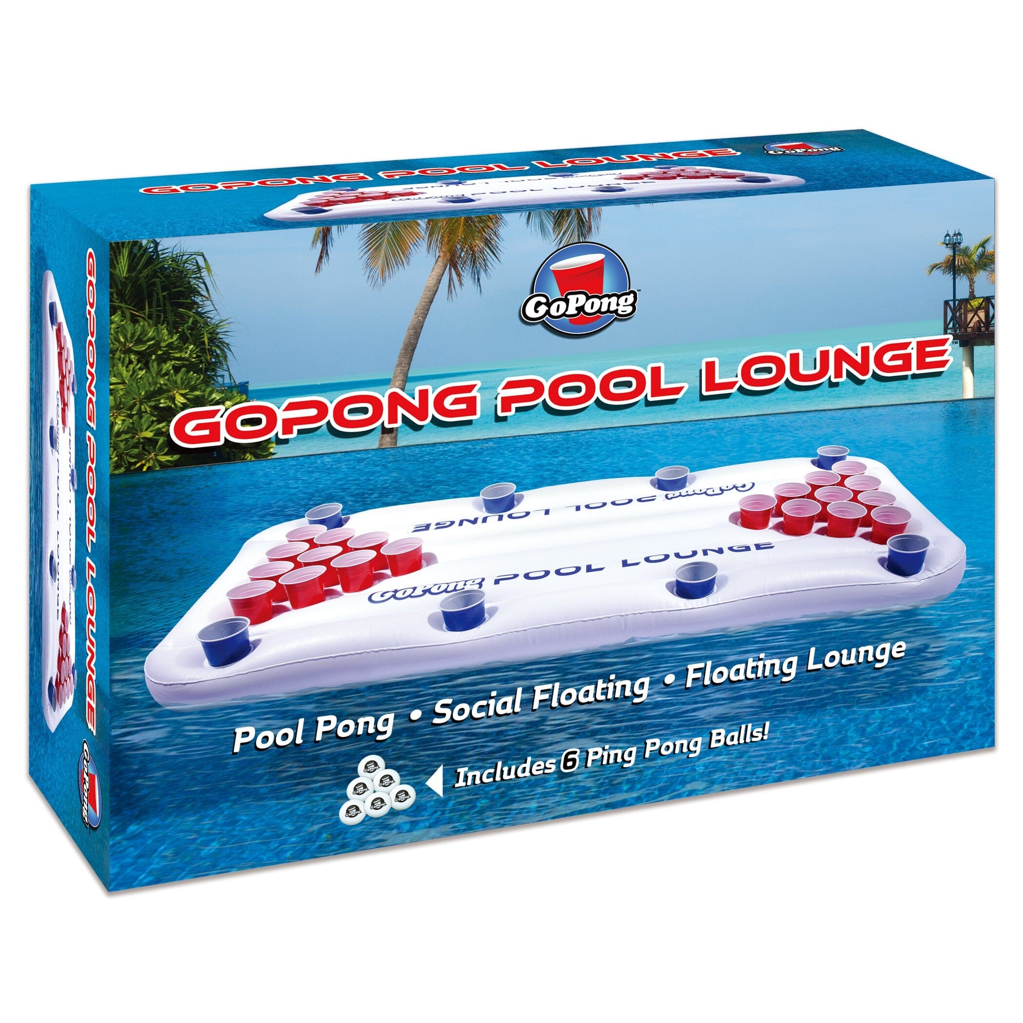 GoPong Inflatable Pool Lounge Beer Pong Table- White Floating Beer Pong gopong.com 