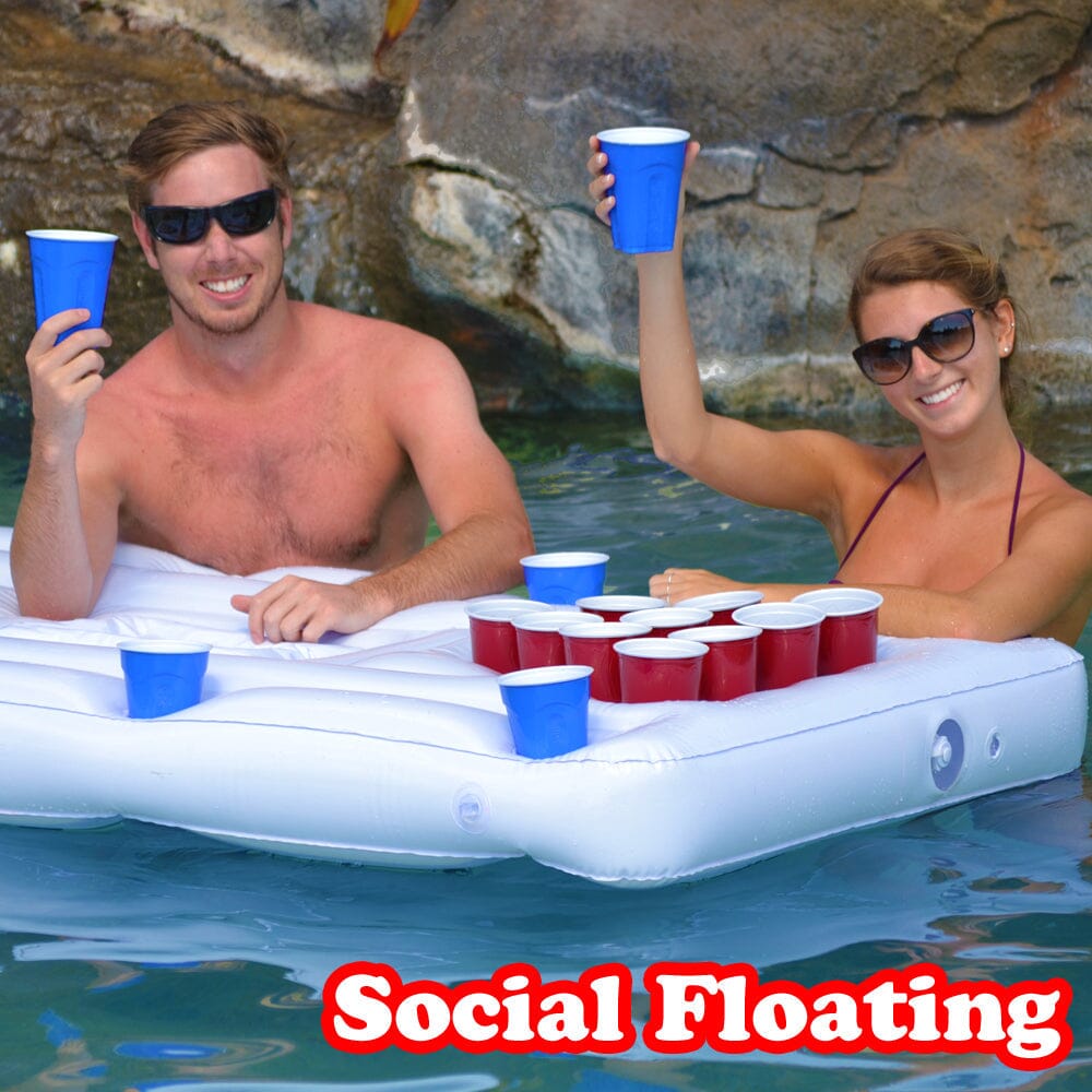 GoPong Inflatable Pool Lounge Beer Pong Table- White Floating Beer Pong gopong.com 