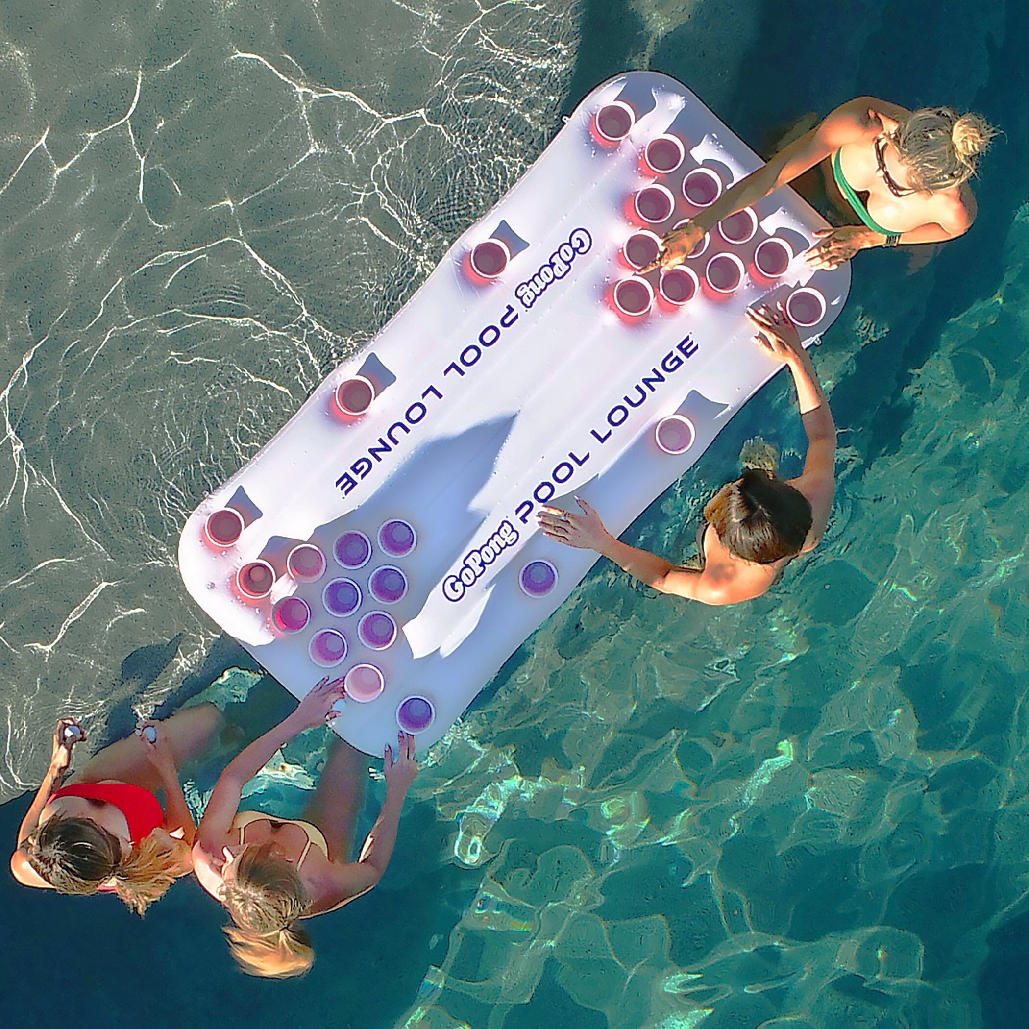 GoPong Inflatable Pool Lounge Beer Pong Table- White Floating Beer Pong gopong.com 
