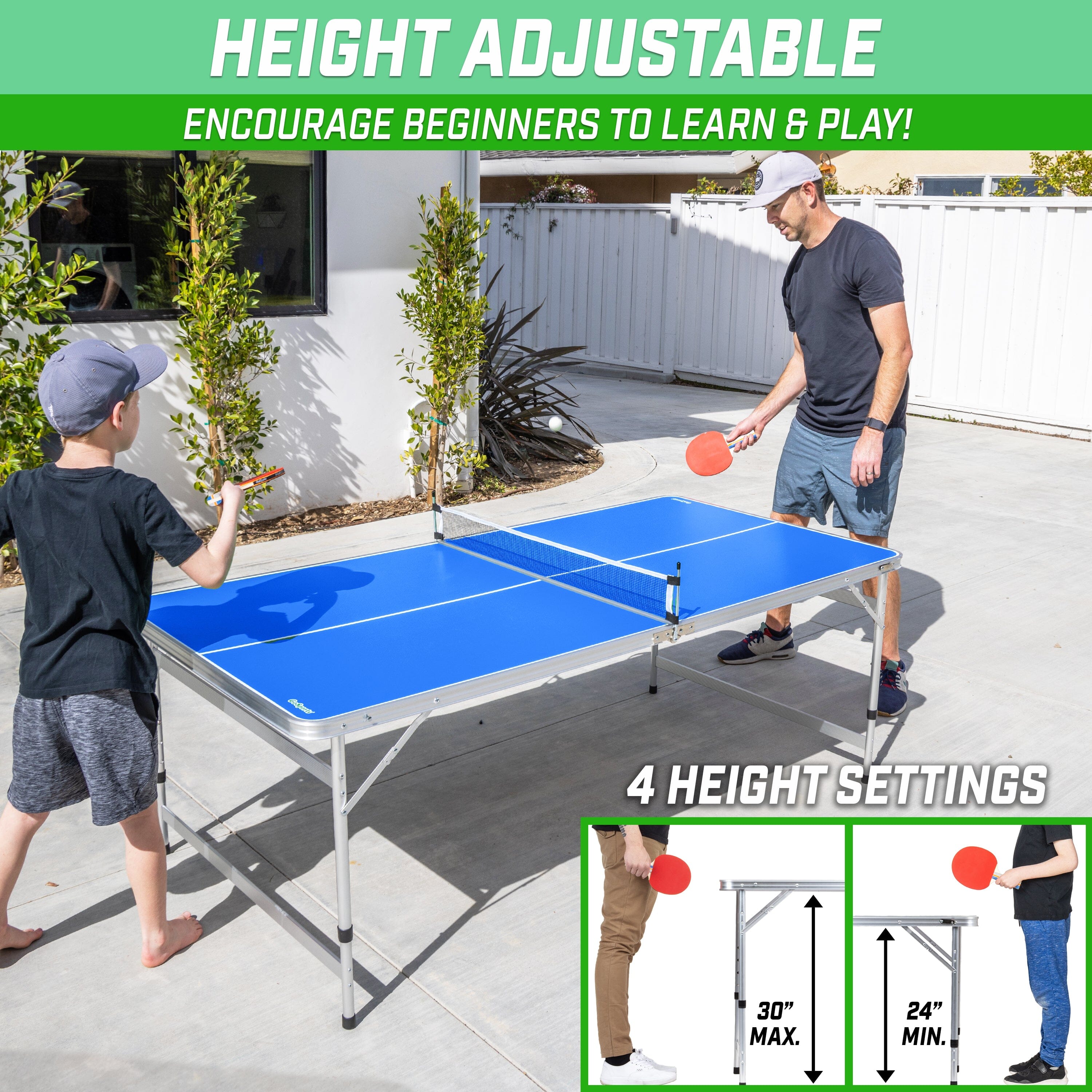 a man and a boy playing ping pong on a ping pong table