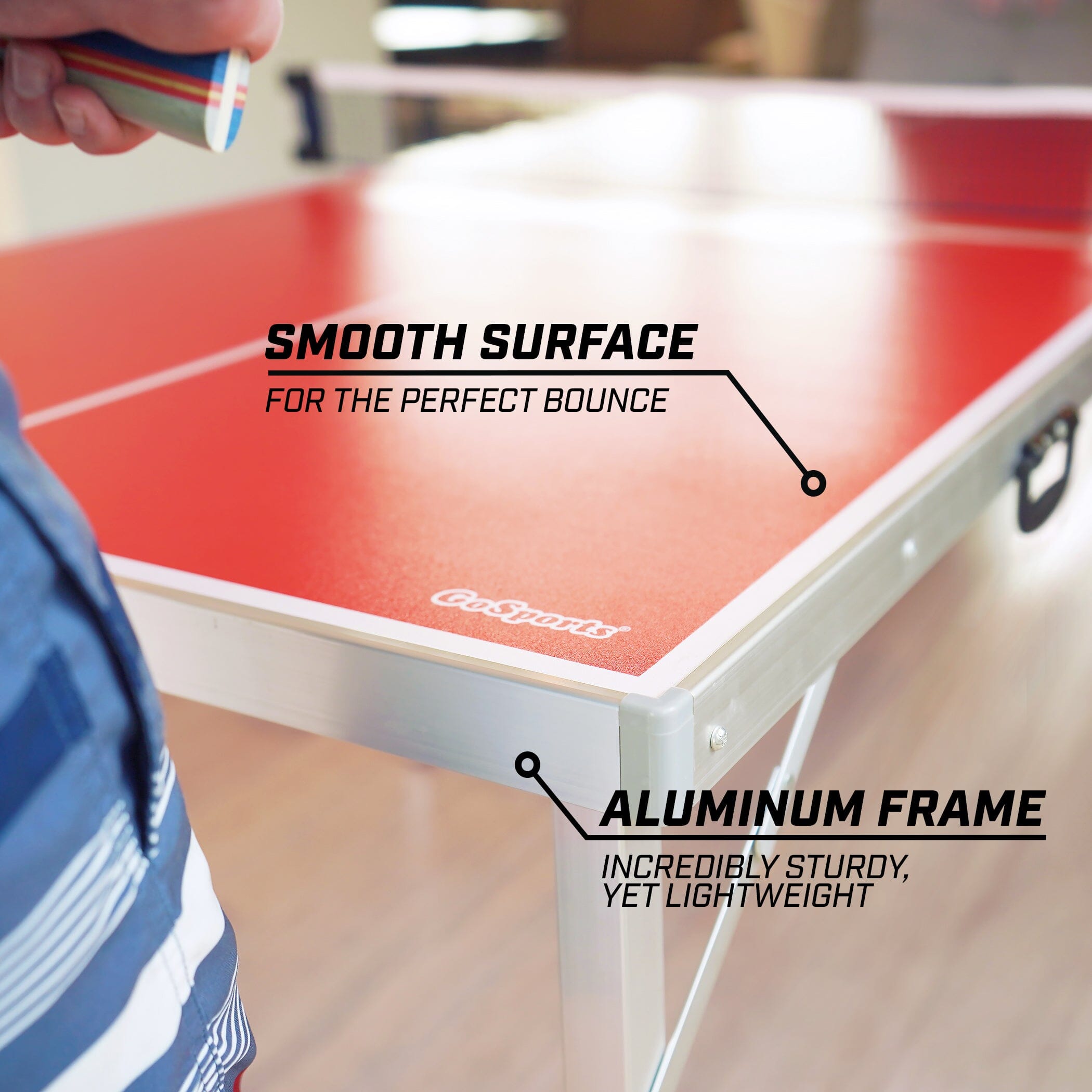 GoSports 6 ft x 3 ft Mid-size Table Tennis Game - Red GoSports 