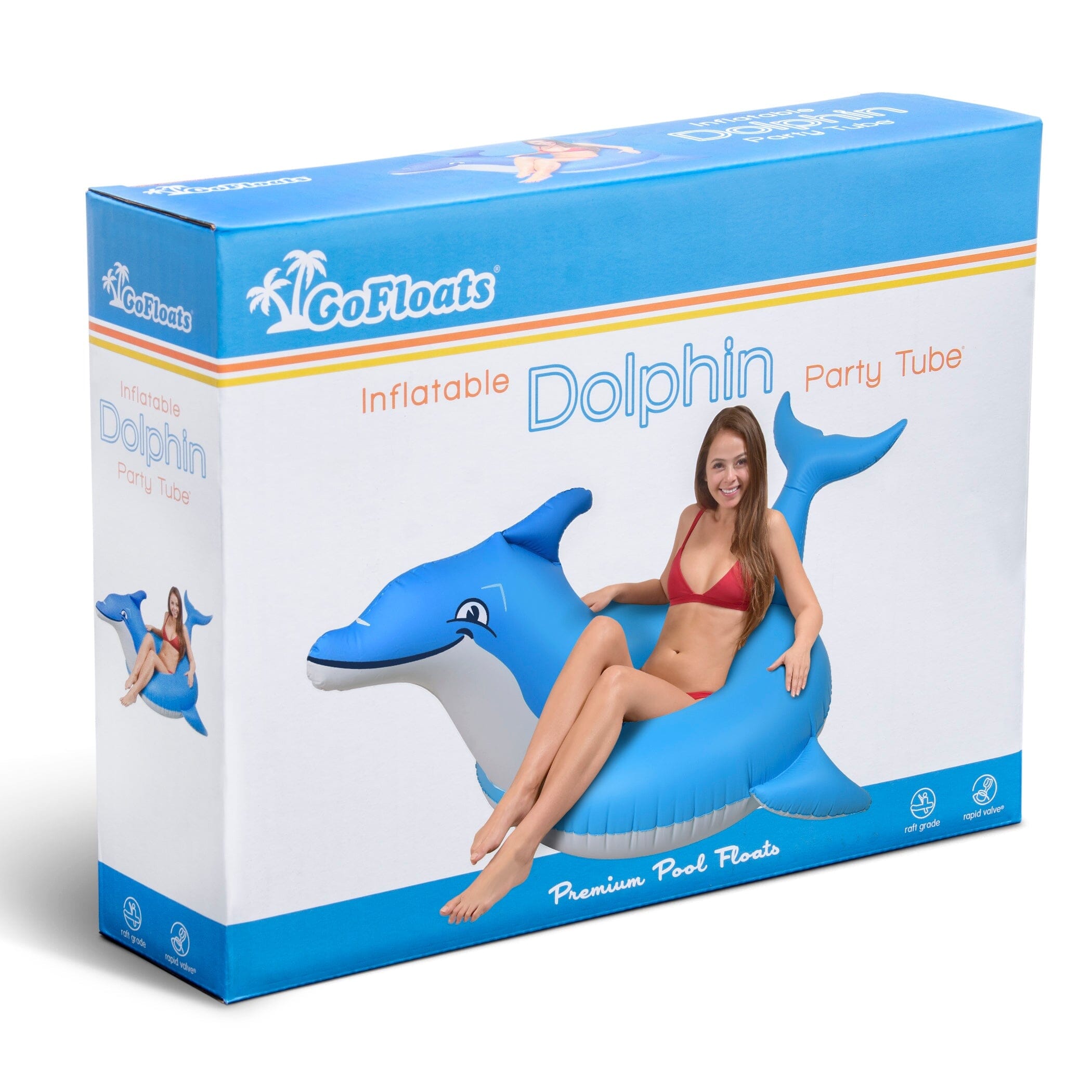 GoFloats Party Tube Inflatable Raft - Dolphin GoFloats 