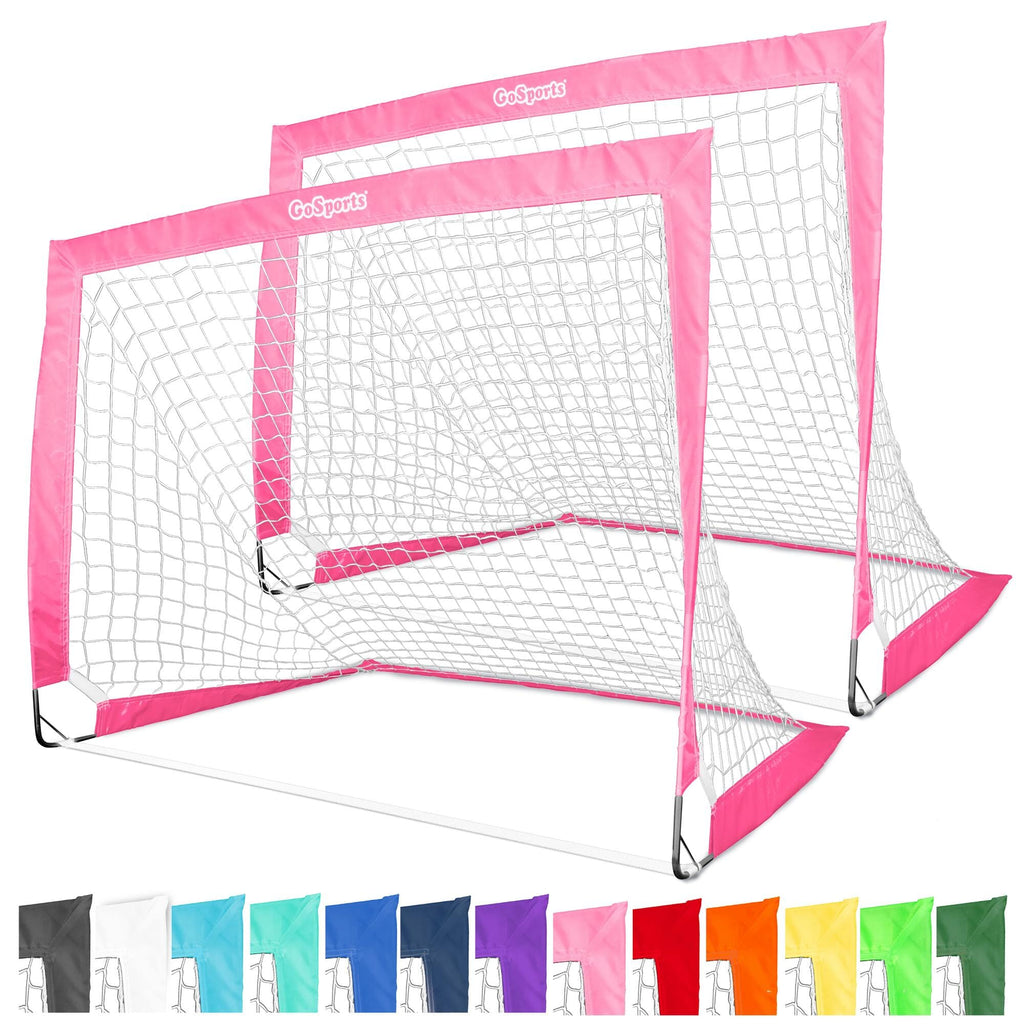 GoSports Team Tone 4 ft x 3 ft Portable Soccer Goals for Kids - Set of 2 Pop Up Nets for Backyard - Pink GoSports 