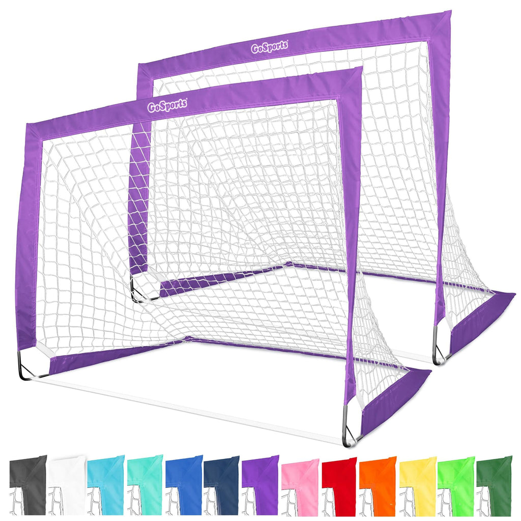 GoSports Team Tone 4 ft x 3 ft Portable Soccer Goals for Kids - Set of 2 Pop Up Nets for Backyard - Purple GoSports 