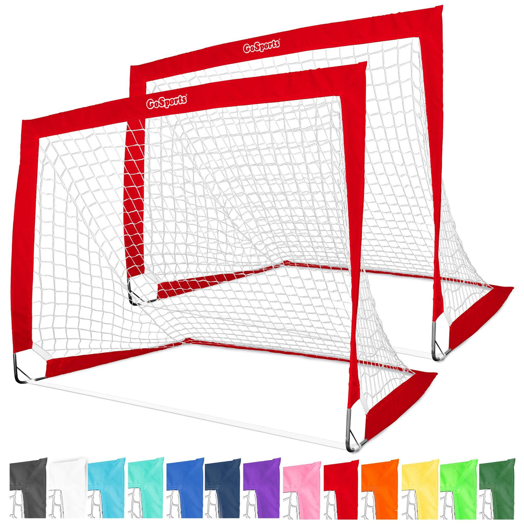 GoSports Team Tone 4 ft x 3 ft Portable Soccer Goals for Kids - Set of 2 Pop Up Nets for Backyard - Red GoSports 