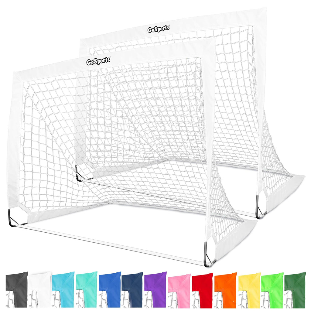 GoSports Team Tone 4 ft x 3 ft Portable Soccer Goals for Kids - Set of 2 Pop Up Nets for Backyard - White GoSports 