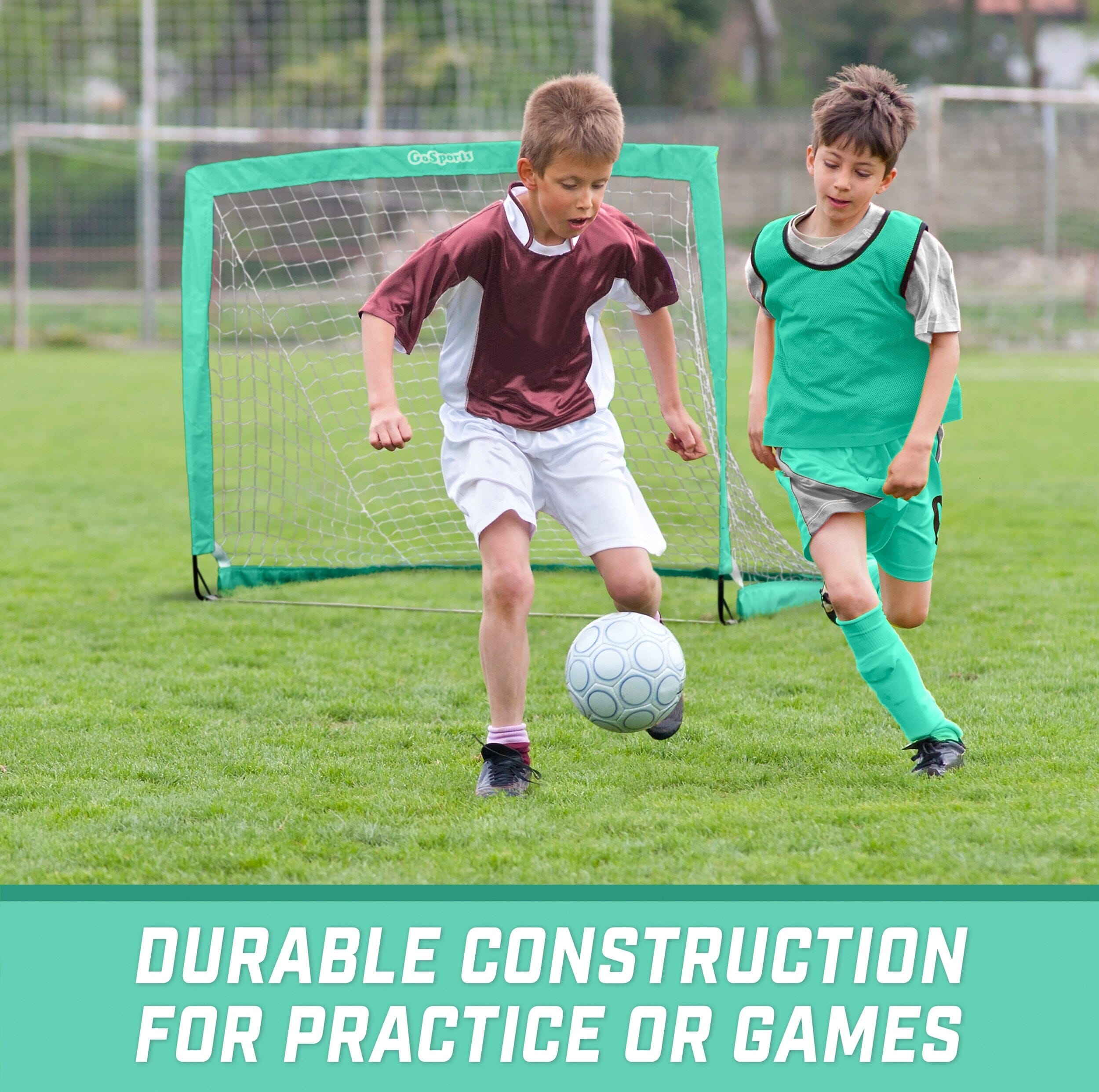 GoSports Team Tone 4 ft x 3 ft Portable Soccer Goal for Kids - Pop Up Net for Backyard - Turquoise GoSports 