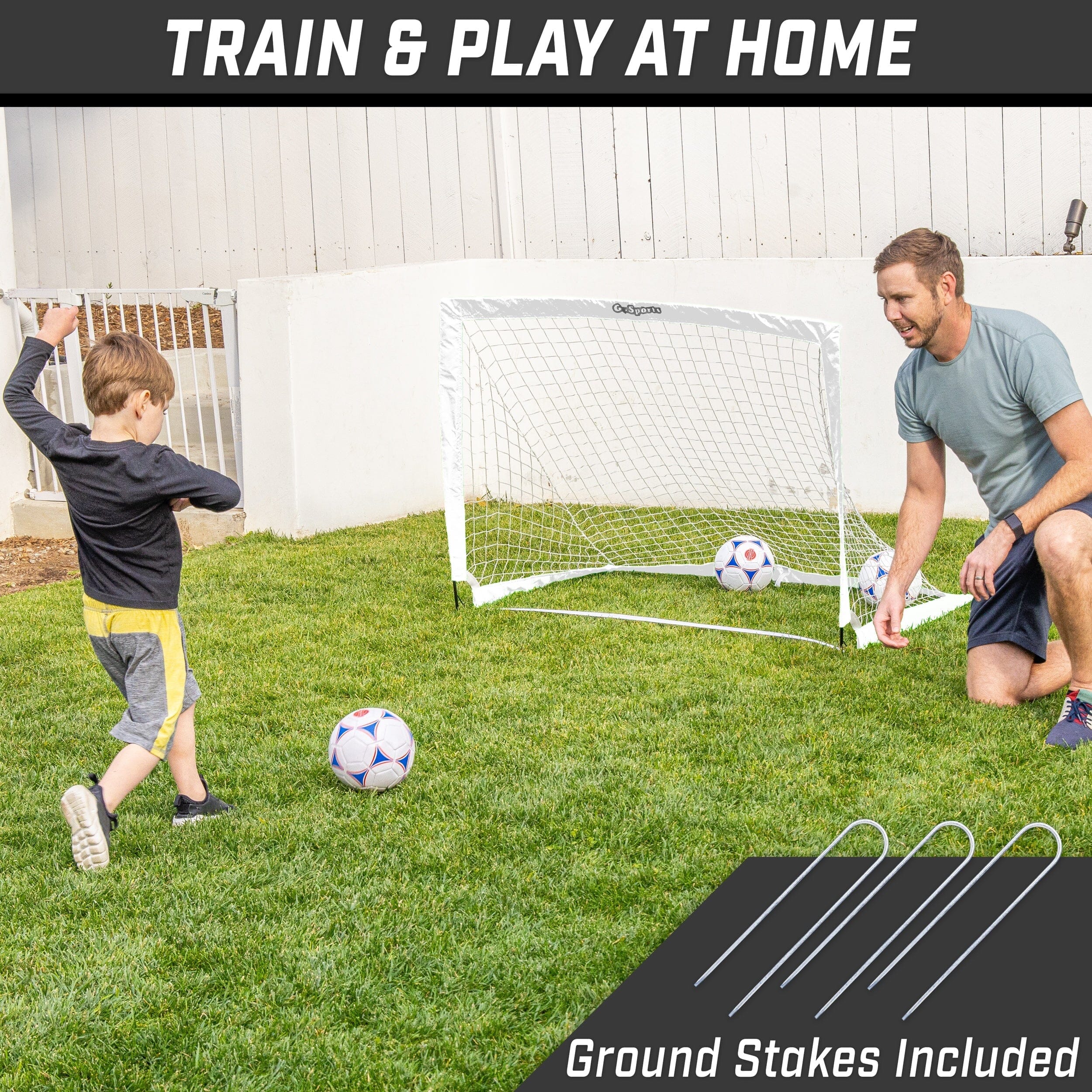 GoSports Team Tone 4 ft x 3 ft Portable Soccer Goal for Kids - Pop Up Net for Backyard - White GoSports 