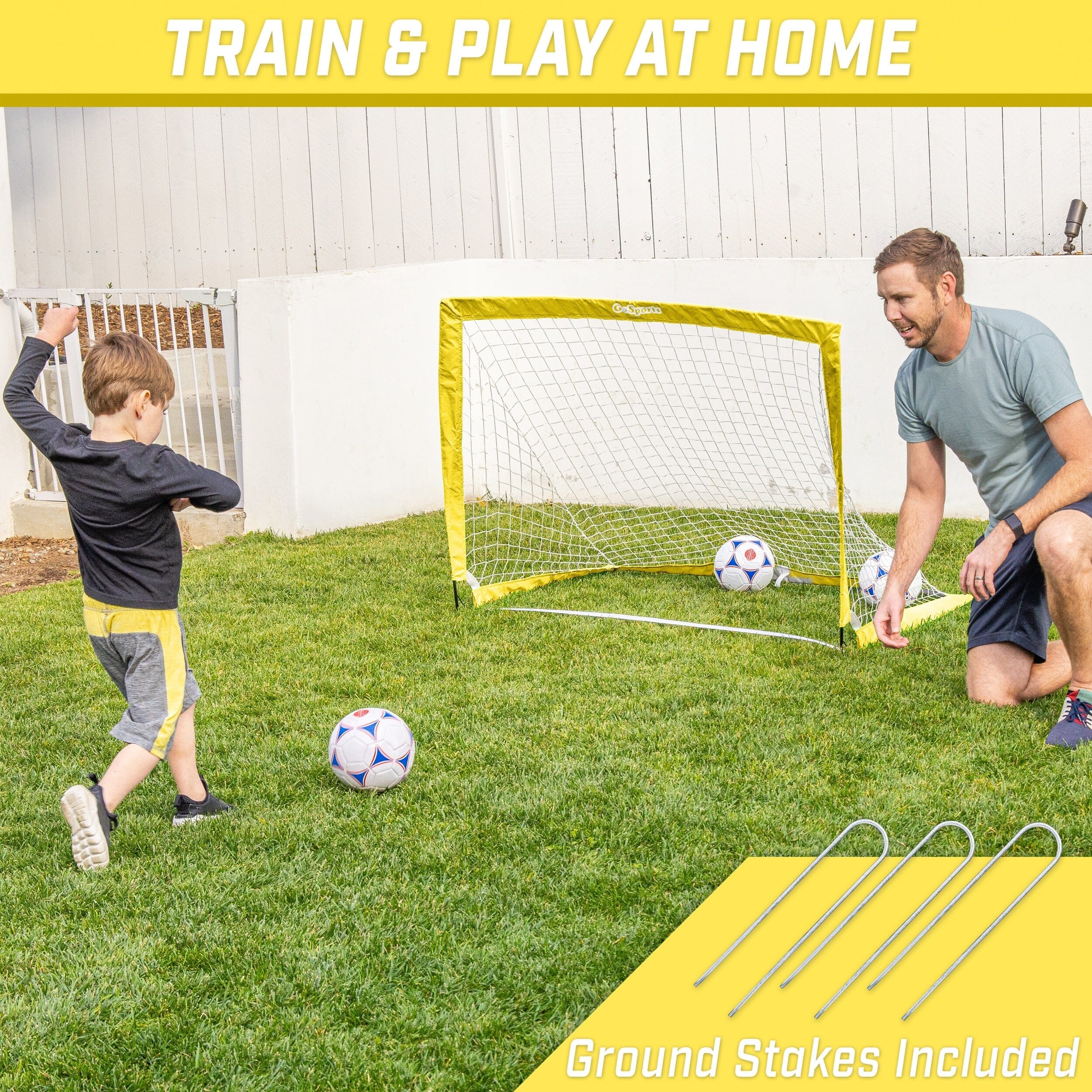 GoSports Team Tone 4 ft x 3 ft Portable Soccer Goal for Kids - Pop Up Net for Backyard - Yellow GoSports 