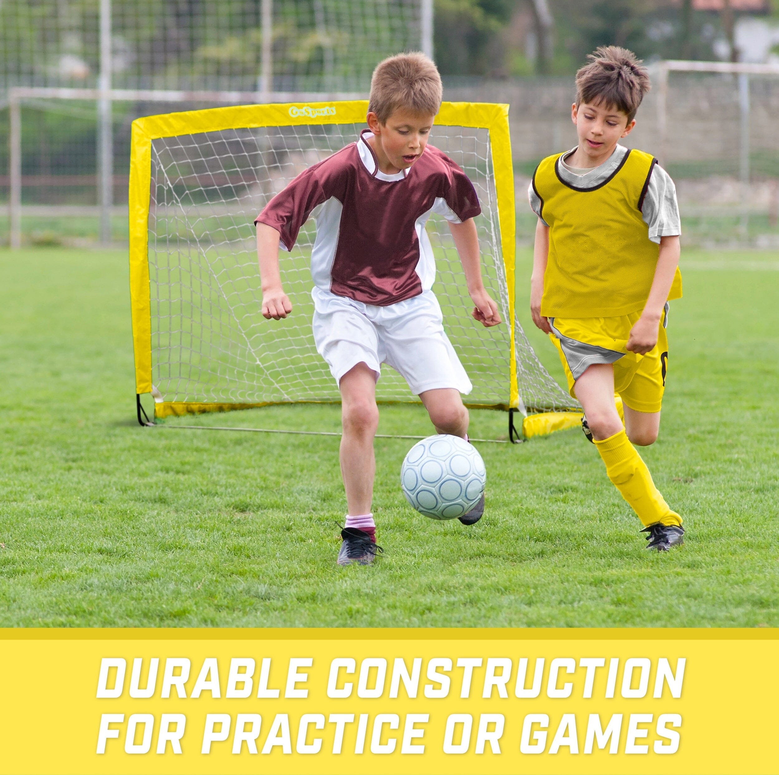 GoSports Team Tone 4 ft x 3 ft Portable Soccer Goal for Kids - Pop Up Net for Backyard - Yellow GoSports 