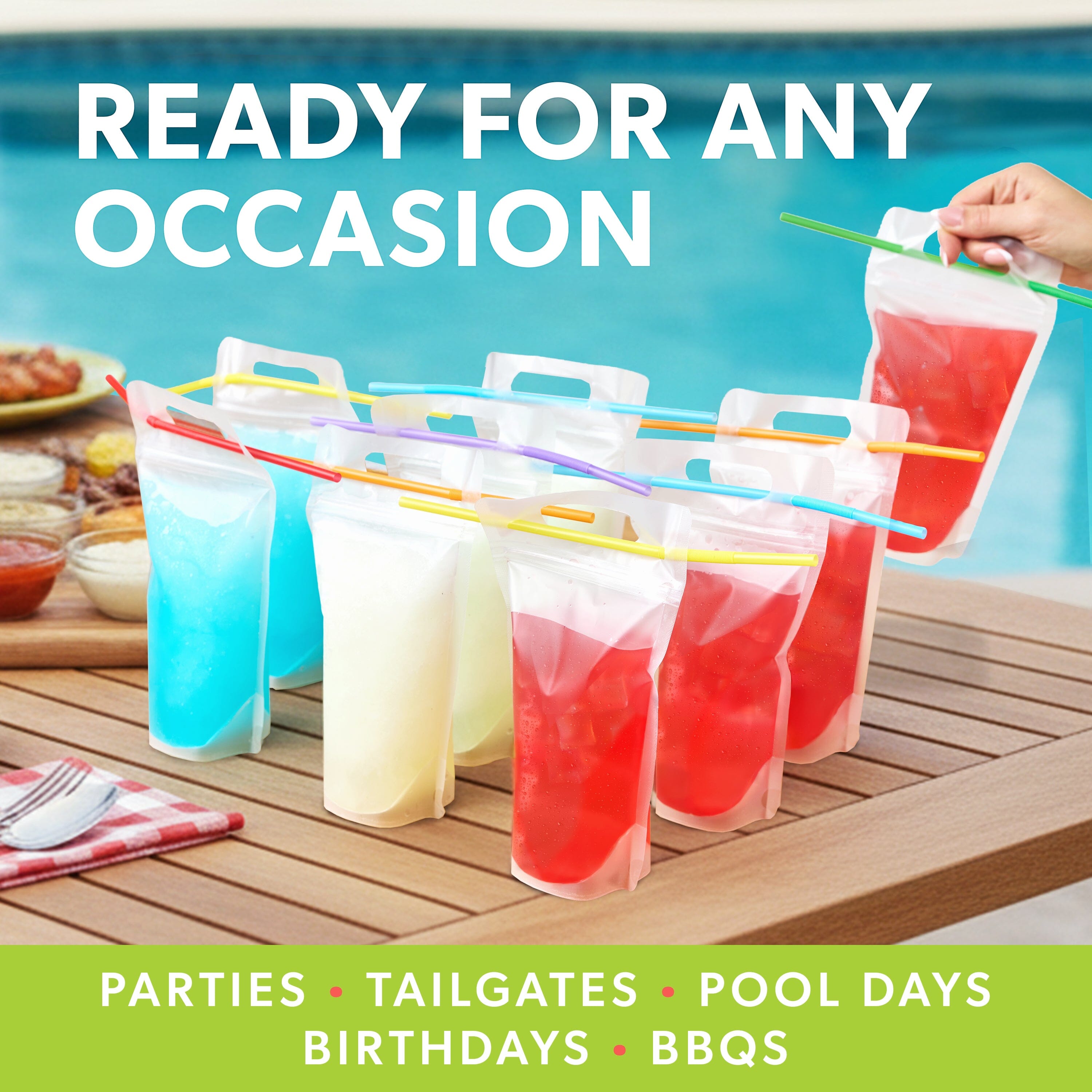 Mrs. Sippy Clear Drink Pouches for Adults - 100 Reusable Plastic