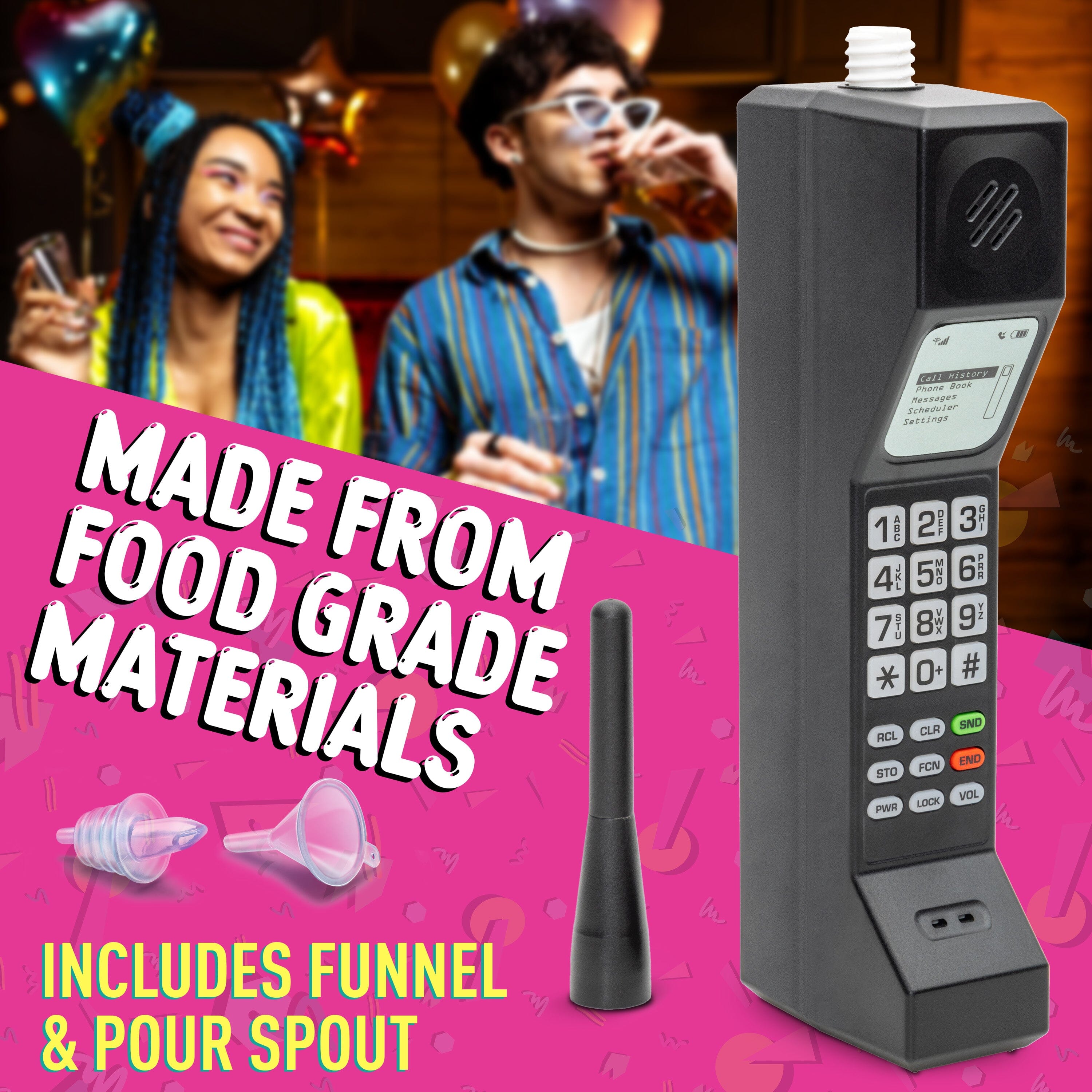 GoPong Old School Prop Phone & 12 oz Flask - Retro Cell Phone Hidden Alcohol Flask for 80s & 90s Party PlayGoSports.com 