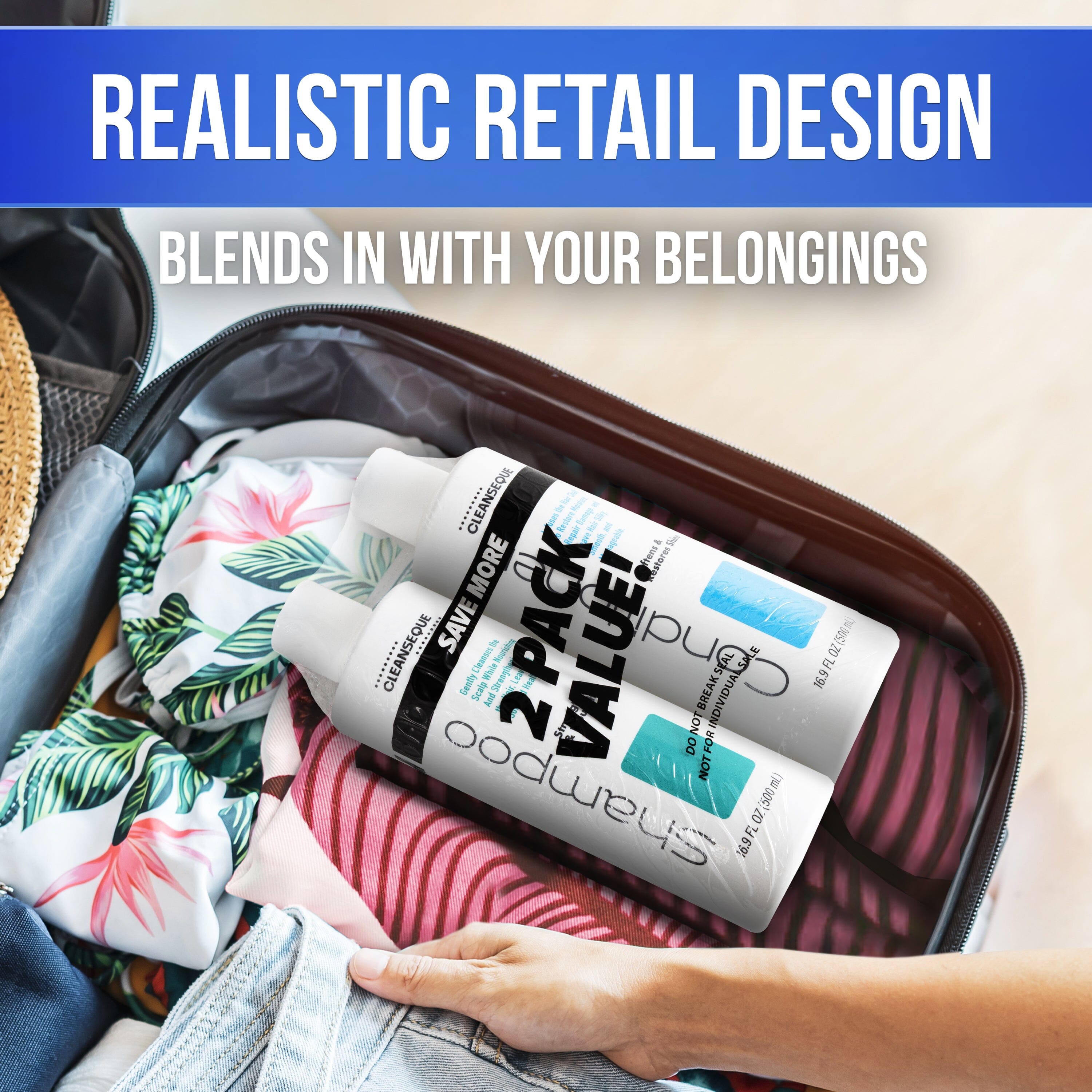 GoPong Shampoo Flasks 2 Pack (33 oz Total) - Hidden Alcohol Travel Flasks - Secret Liquor Containers for Cruises - Includes Funnel & Spout Playgosports.com 