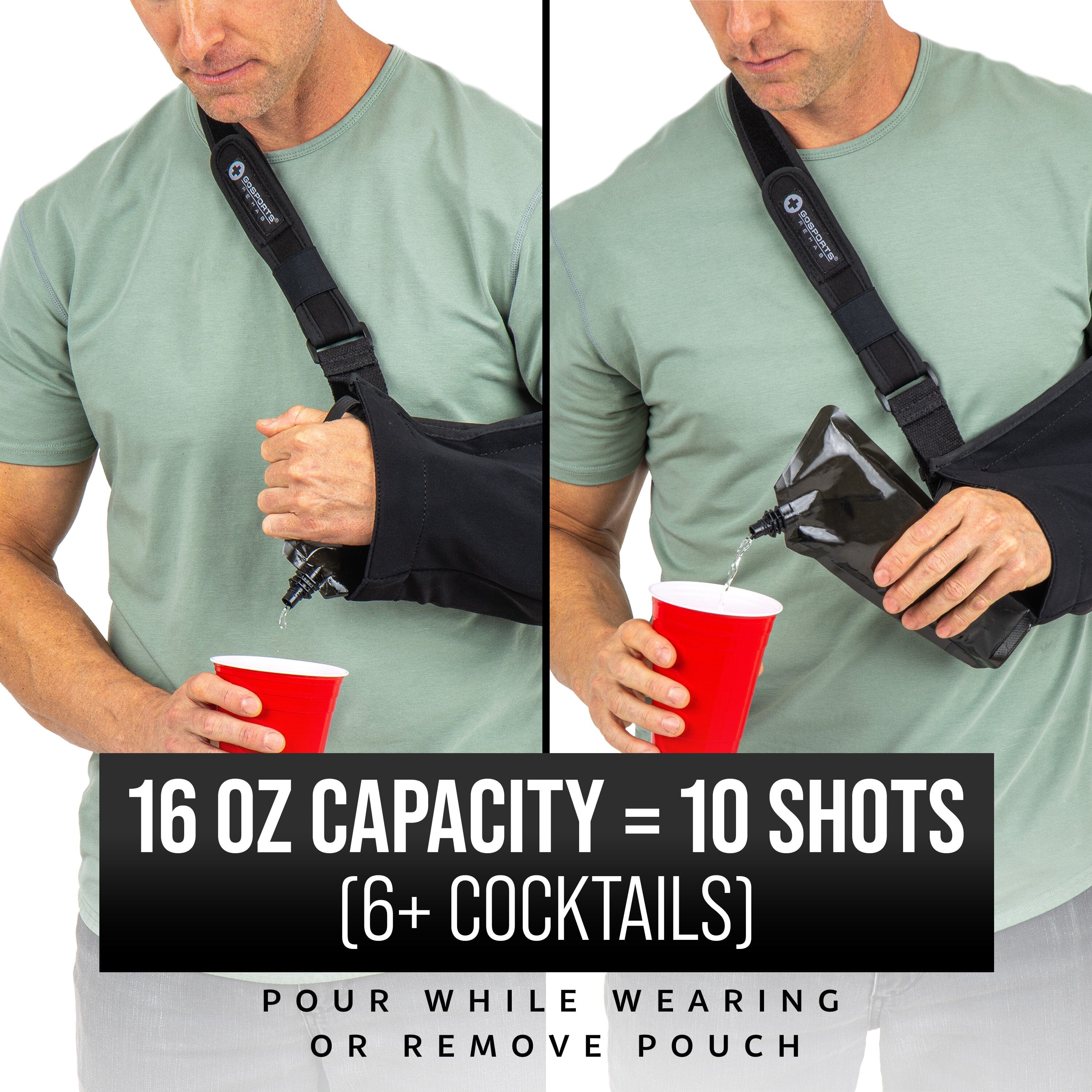 GoPong Arm Sling Flask (16 oz Total) - Hidden Alcohol Flask for Liquor Disguise – Secret Liquor Drink Container for Concerts, Sports Events, & Theme Parks – Includes Funnel & Spout GoSports 