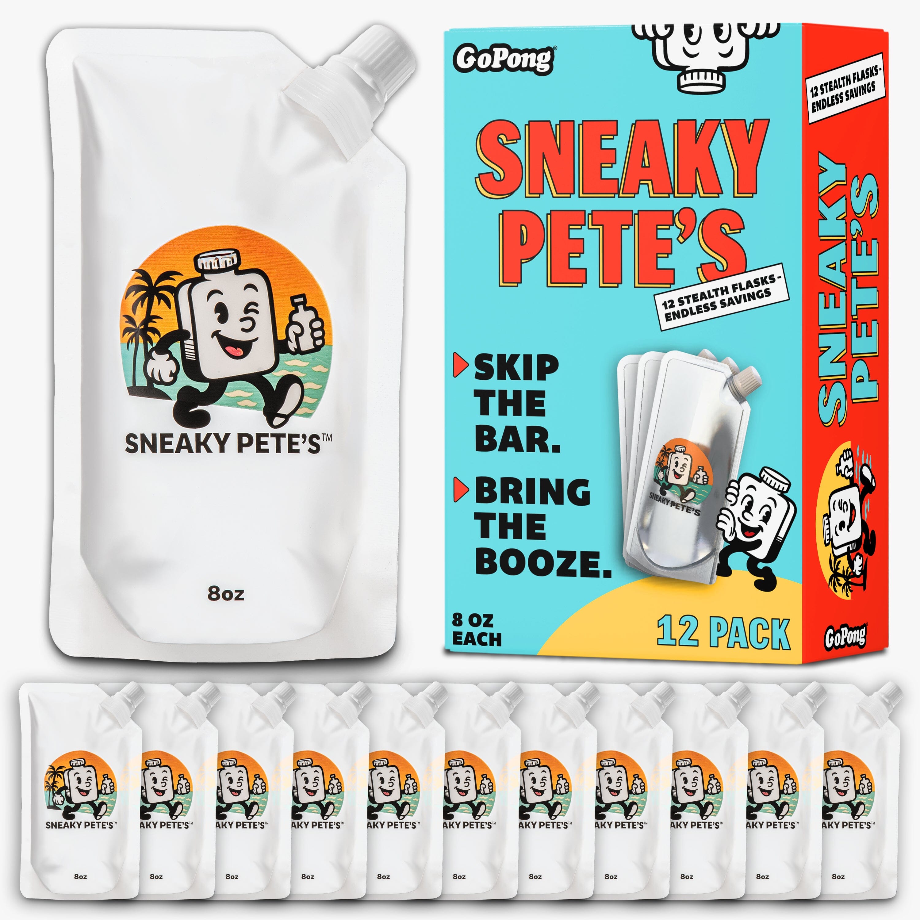 Reusable Drink Pouches, Sneaky Pete's 12-Pk | GoPong