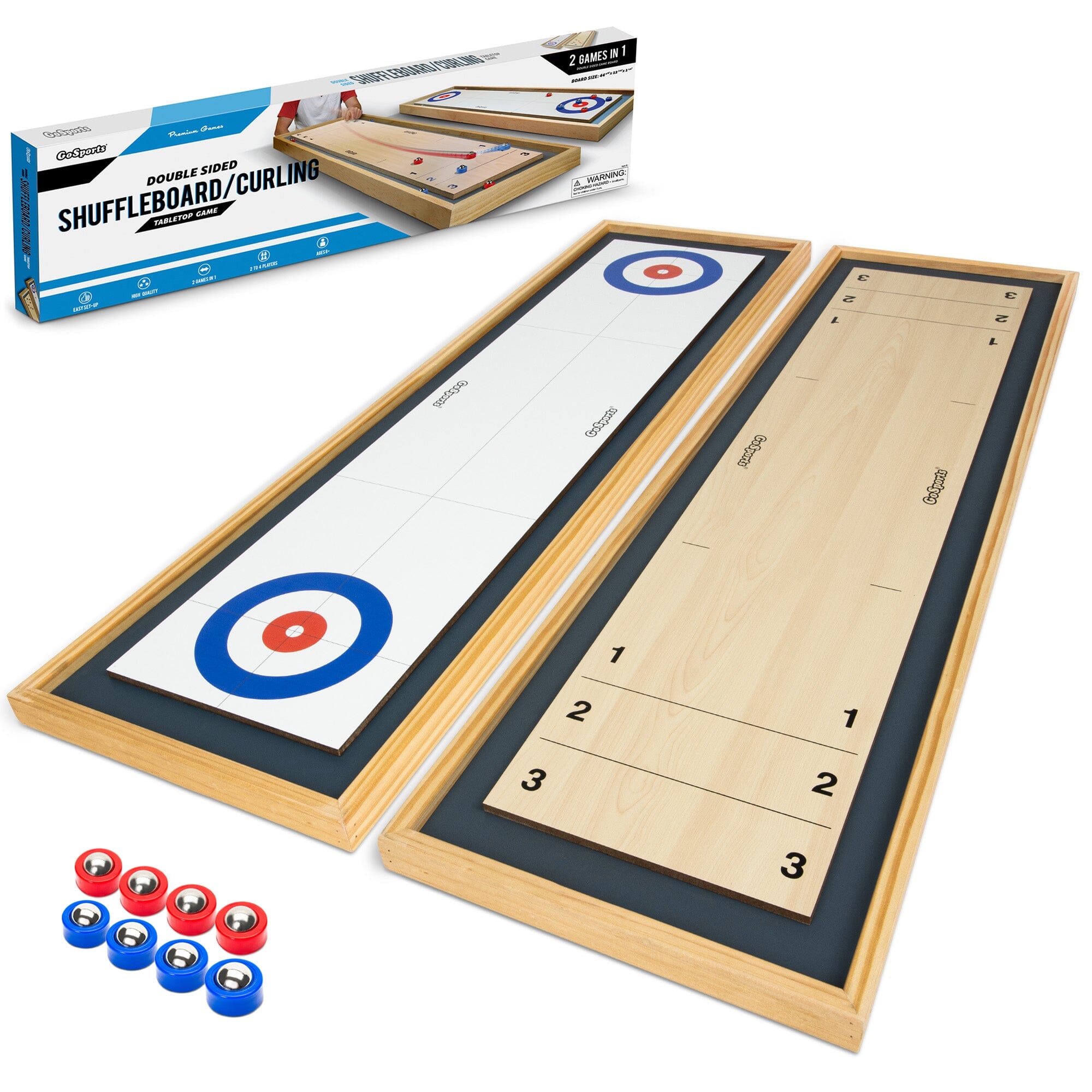 GoSports Shuffleboard & Curling 2-in-1 Board Game