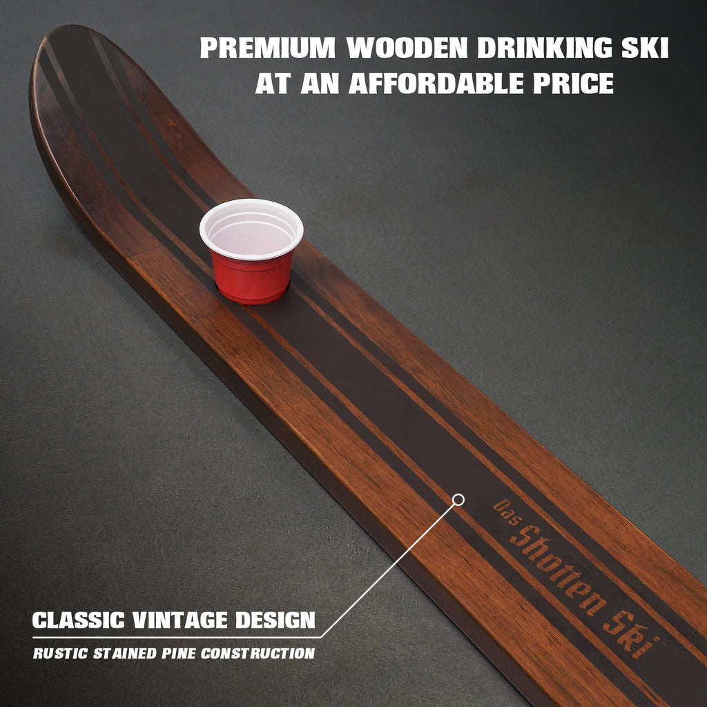 GoPong Das Shotten Ski with 50 Plastic Shot Glasses - Rustic Wood Slamski GoPong 