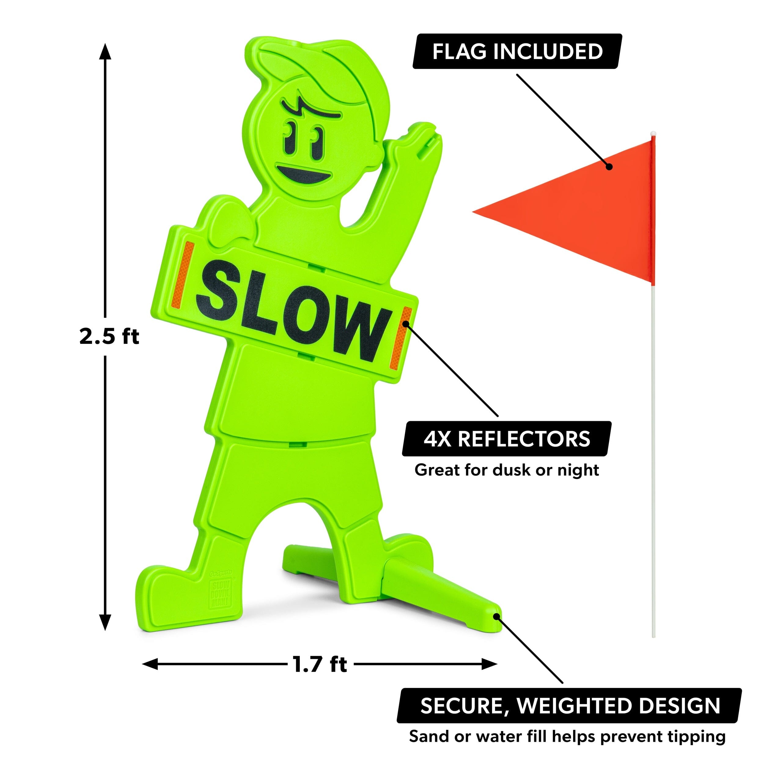 GoSports Kids at Play Safety Sign for Street- High Visibility Slow Down Sign for Neighborhoods with Flag Playgosports.com 