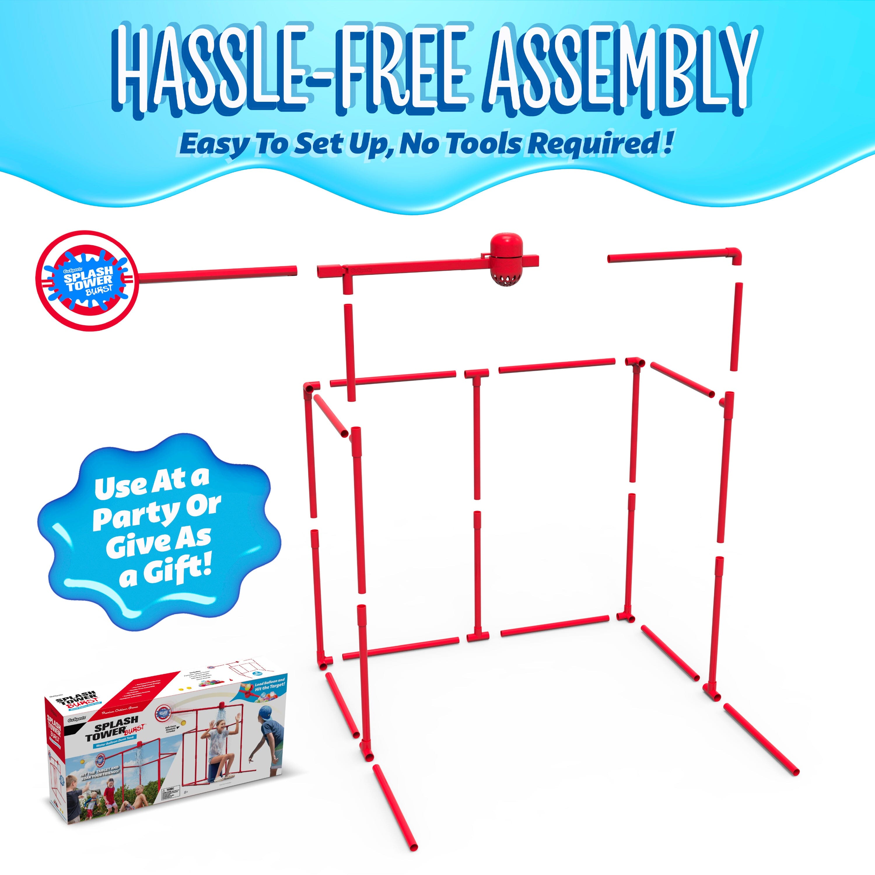 GoSports Backyard Water Toy Game for Kids & Adults - Splash Tower Burst Water Balloon Dunk Tank GoSports 