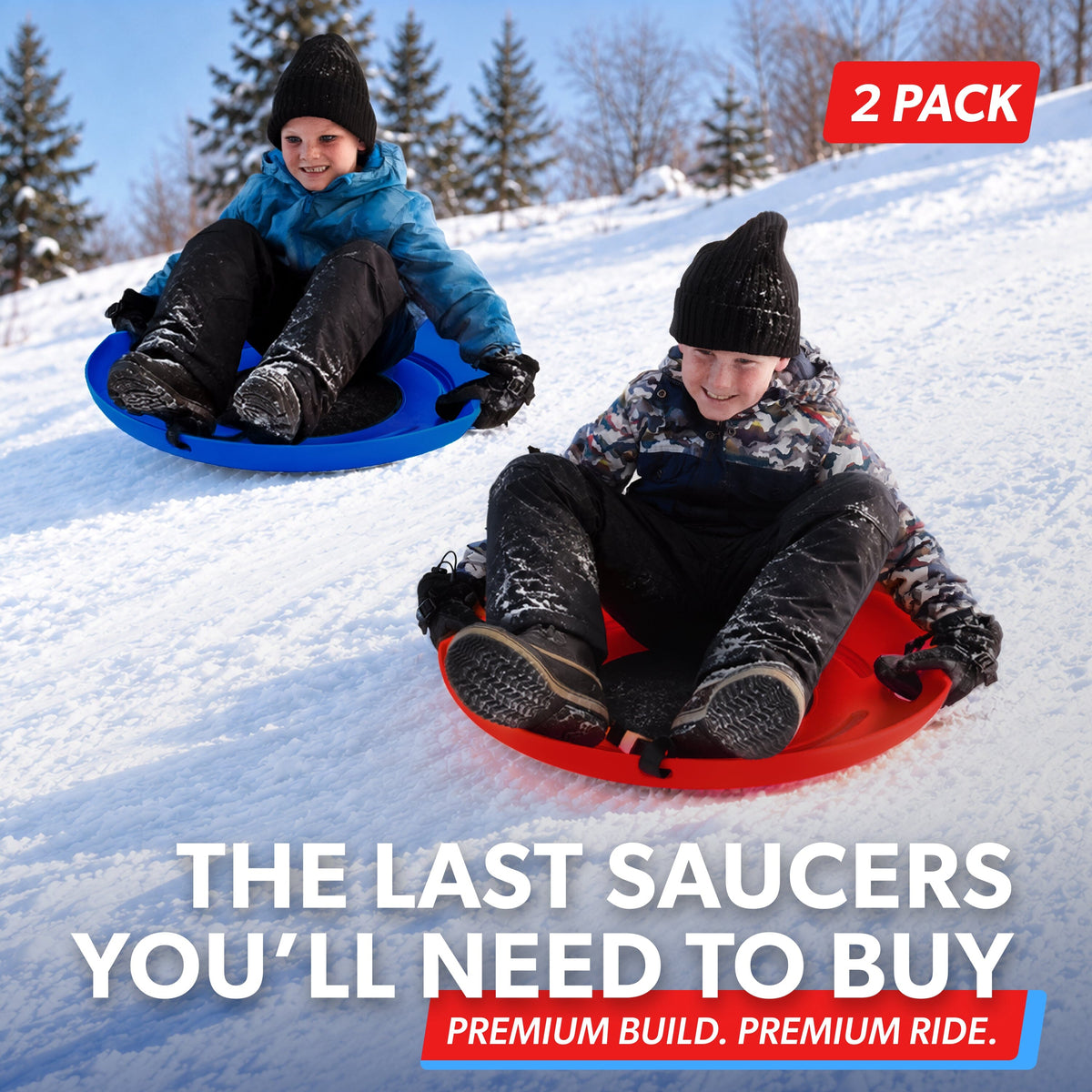 29" Heavy-Duty Winter Snow Saucer, 2-pk Sleds GoSports Snow Sports 