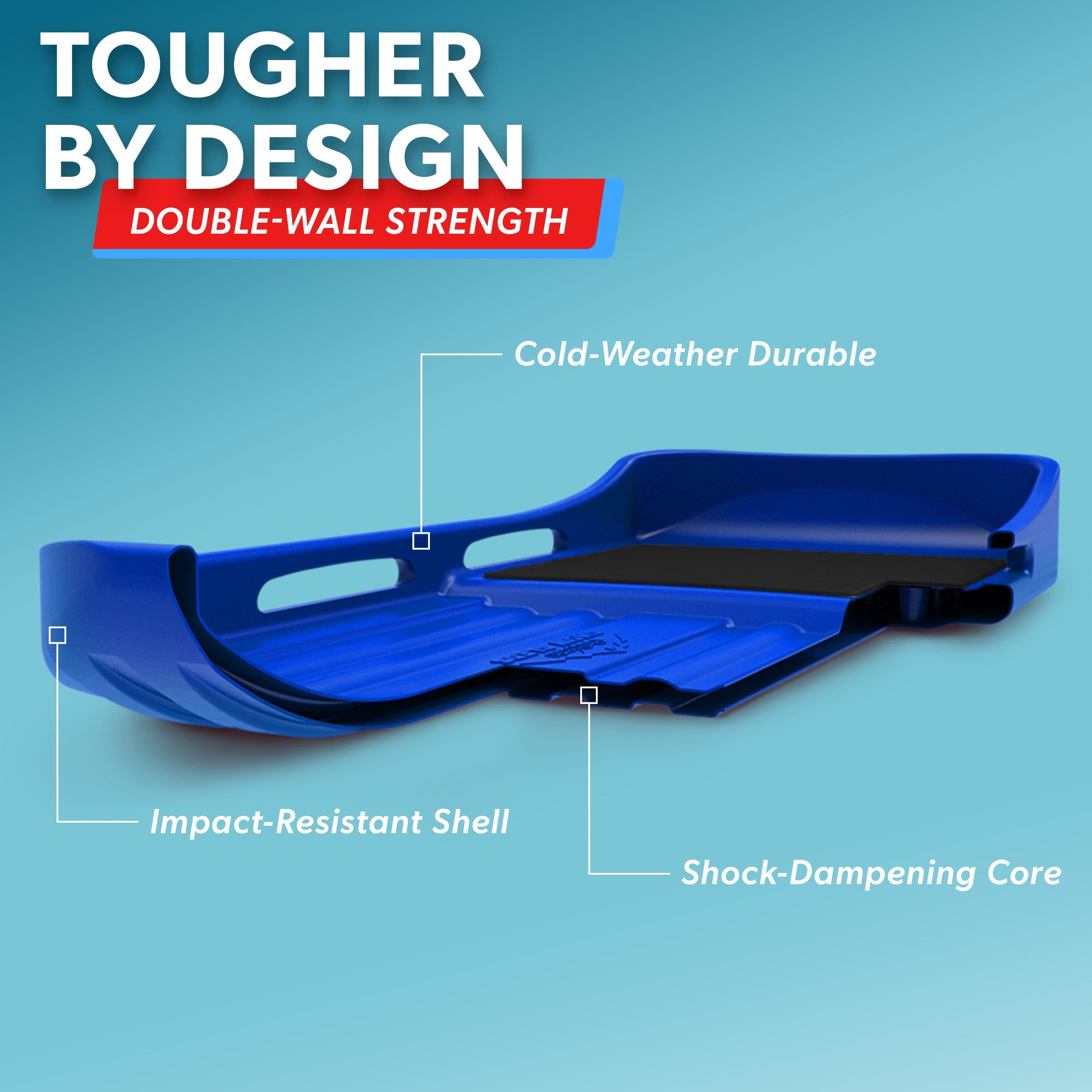 GoSports 2 Person Premium Snow Sled - Choose Red or Blue - Double Walled Construction, Pull Strap and Padded Seat Snow Sled GoSports 