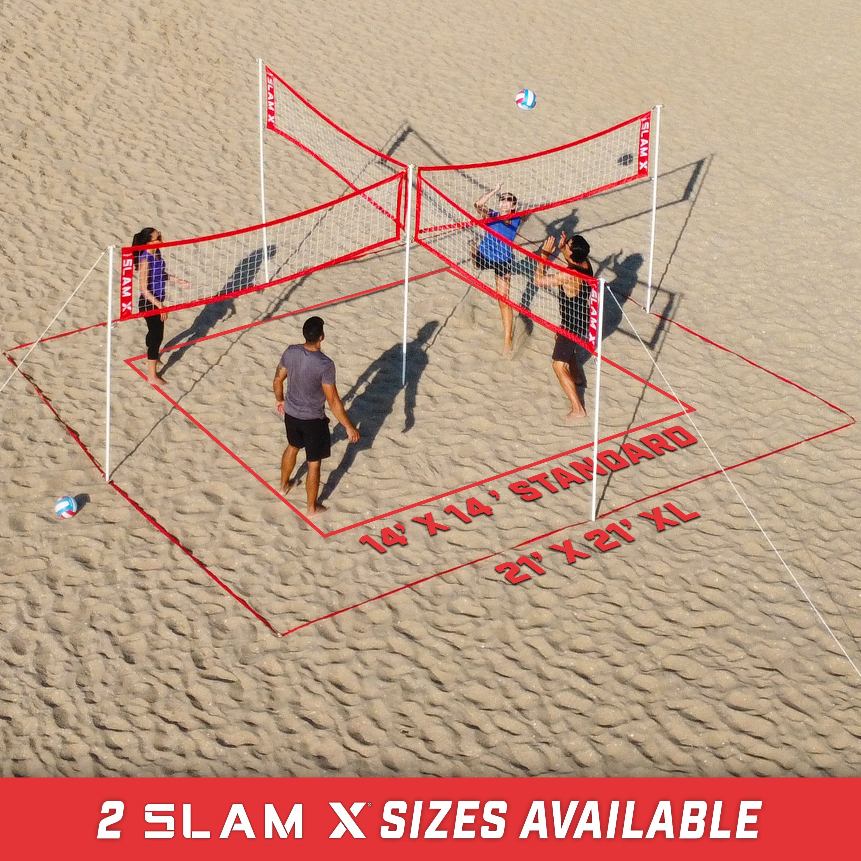 GoSports Slam X 4 Square Volleyball Game Set - Ultimate Backyard & Beach Game for Kids And Adults - 14 x 14 ft Volleyball GoSports 