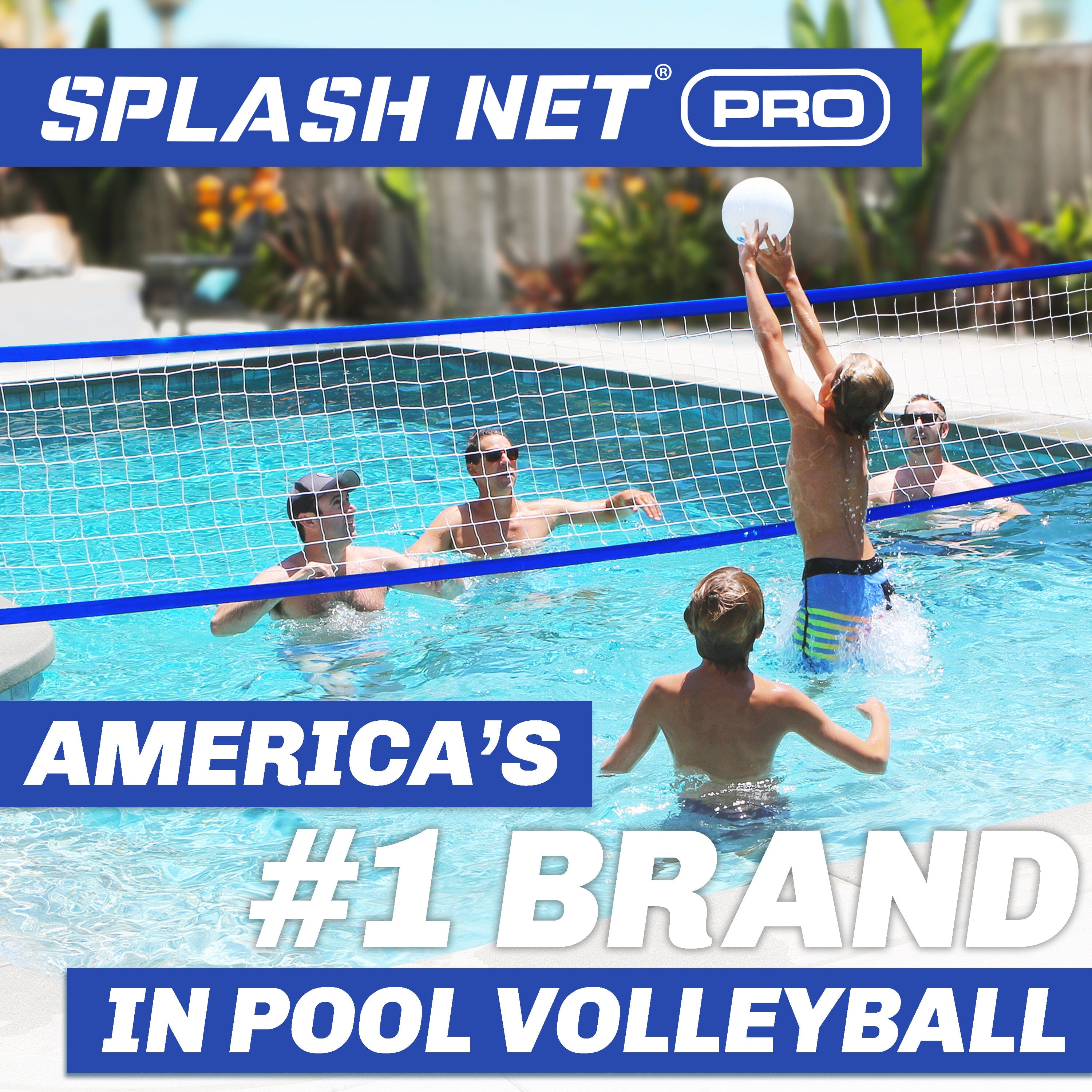 GoSports Splash Net PRO Pool Volleyball Net - Red, White, or Blue - Includes 2 Water Volleyballs and Pump Volleyball GoSports 