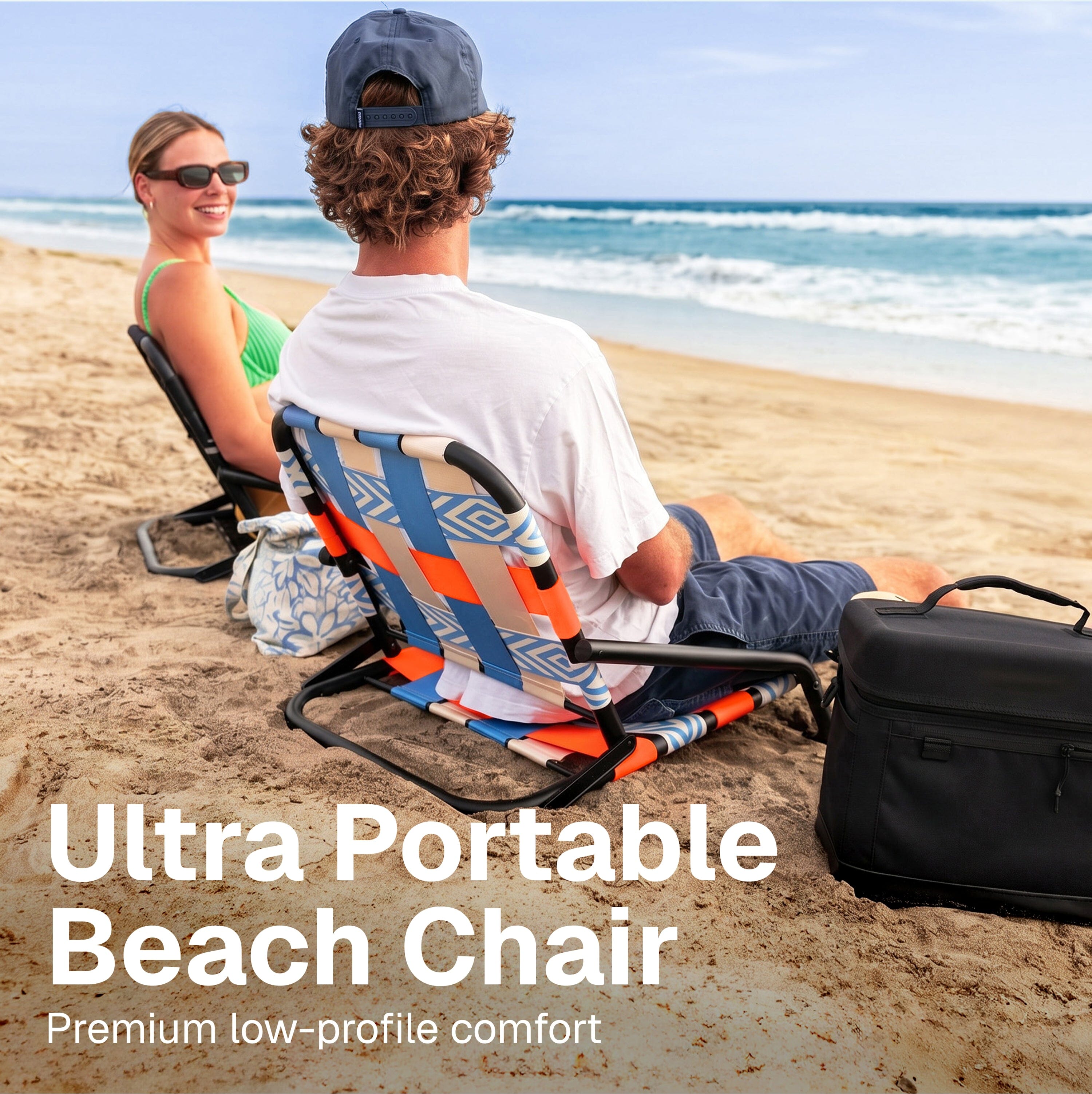 WOVN Low Beach Chairs - Premium Folding Beach Chair for Adults