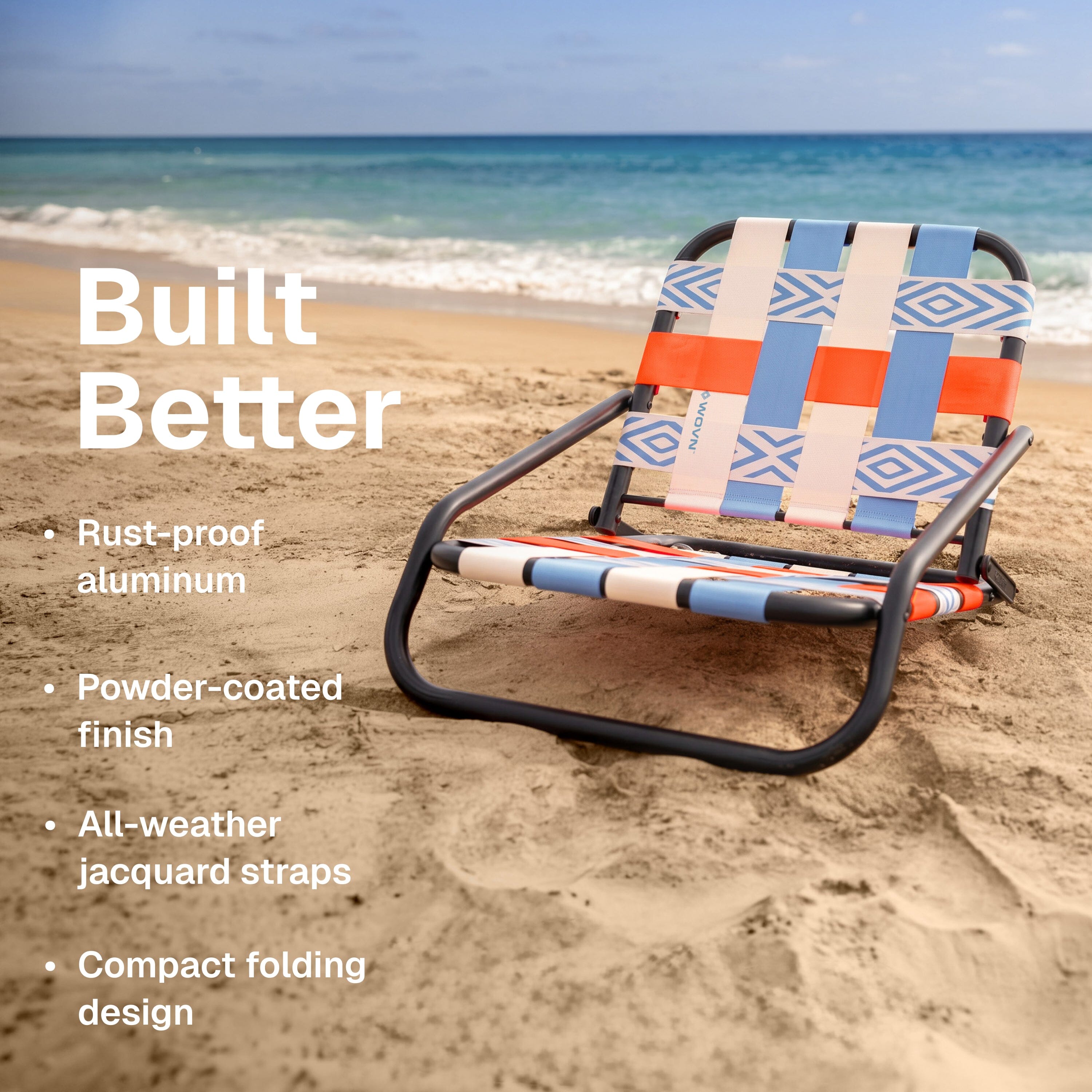 WOVN Low Beach Chairs - Premium Folding Beach Chair for Adults