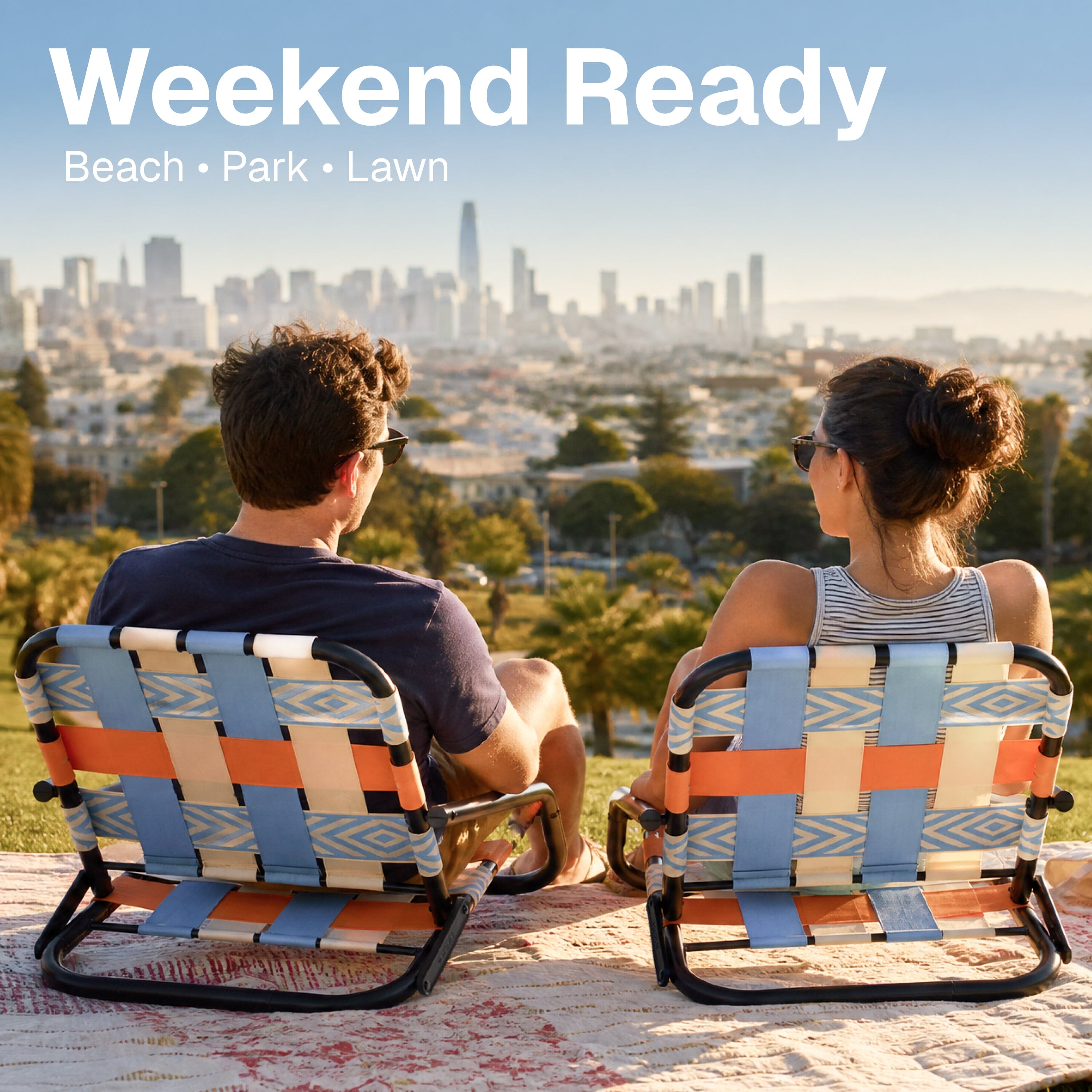 WOVN Low Beach Chairs - Premium Folding Beach Chair for Adults - Low Profile, Super Lightweight with Portable Shoulder Strap - Great for Sand and Lawn - Baja Playgosports.com 