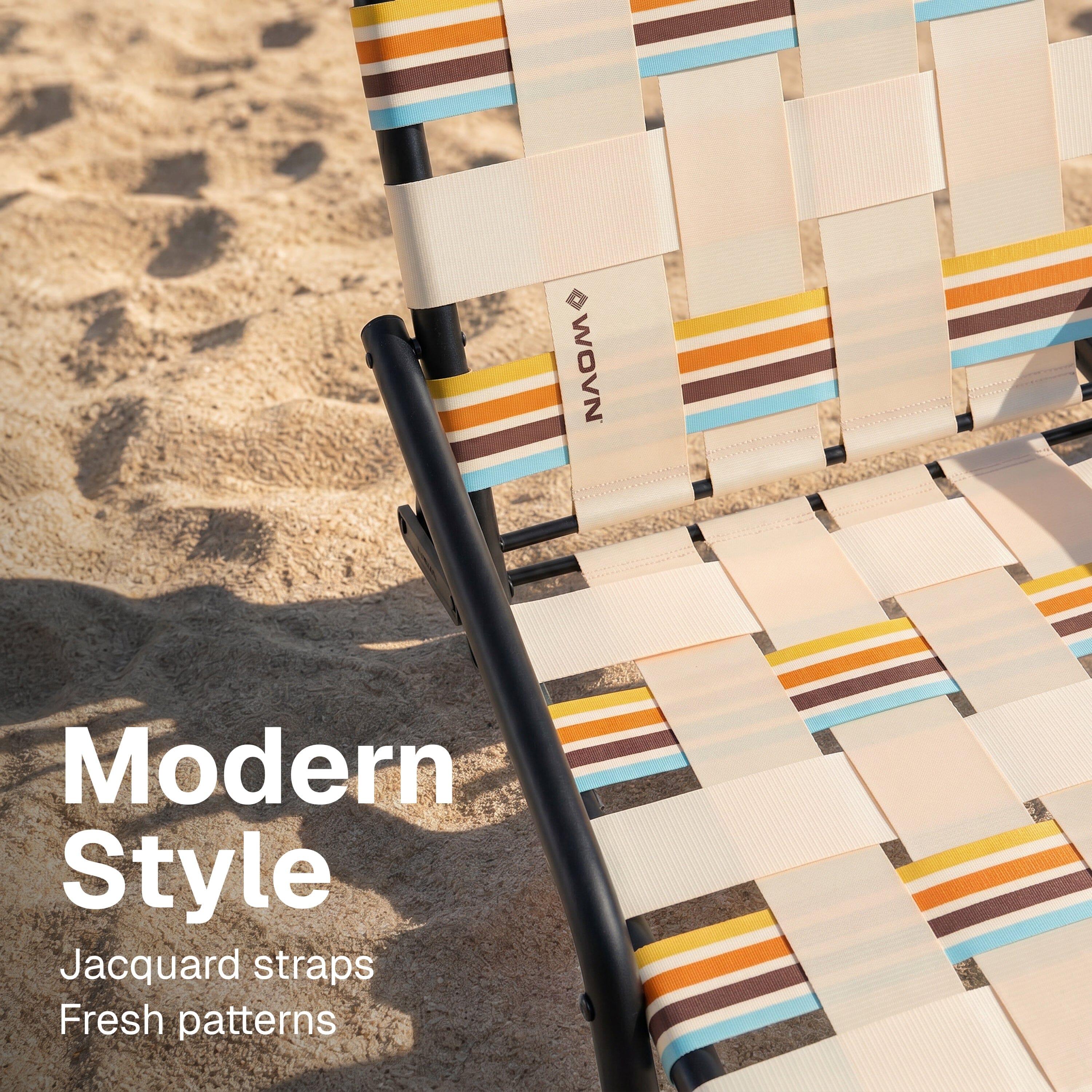 WOVN Low Beach Chairs - Premium Folding Beach Chair for Adults - Low Profile, Super Lightweight with Portable Shoulder Strap - Great for Sand and Lawn - Baja Playgosports.com 