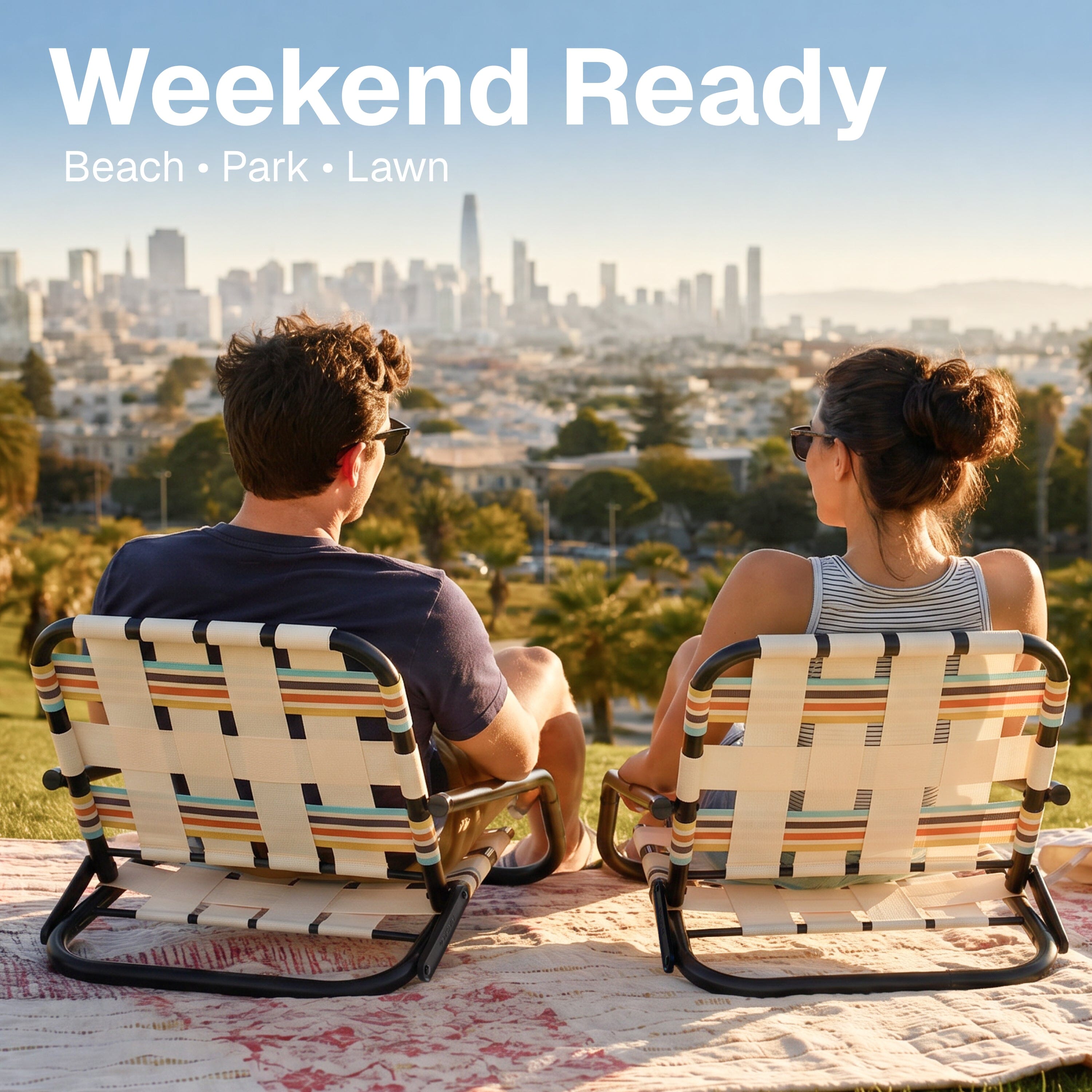 WOVN Low Beach Chairs - Premium Folding Beach Chair for Adults - Low Profile, Super Lightweight with Portable Shoulder Strap - Great for Sand and Lawn - Baja Playgosports.com 