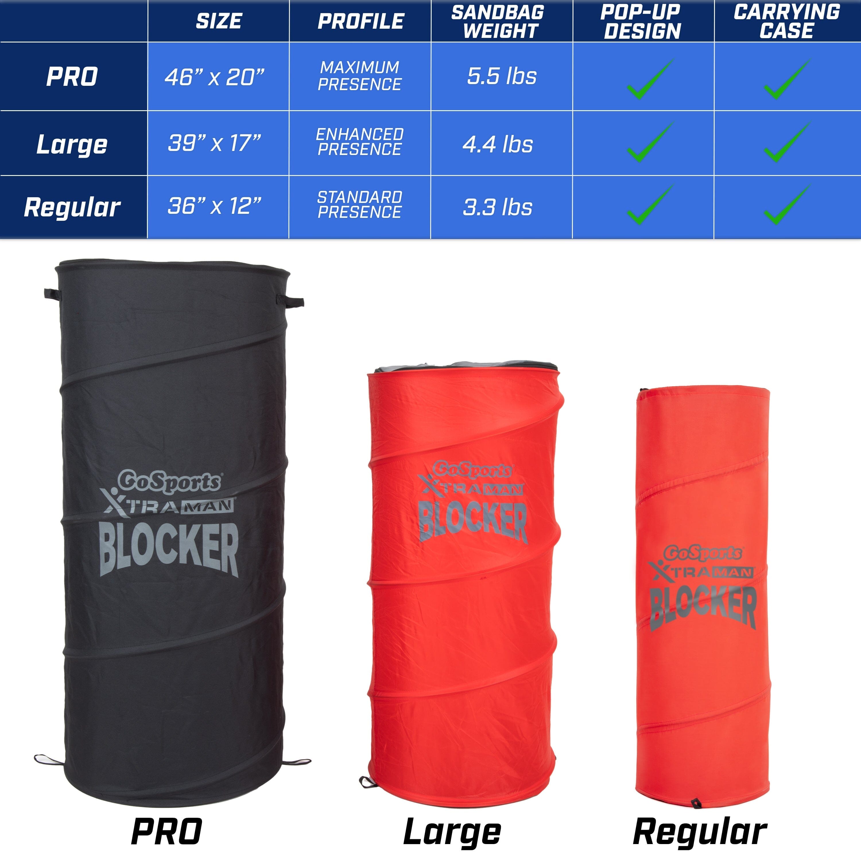 GoSports XTRAMAN PRO Pop Up Defender 3 Pack - Multi-Sport Blocking