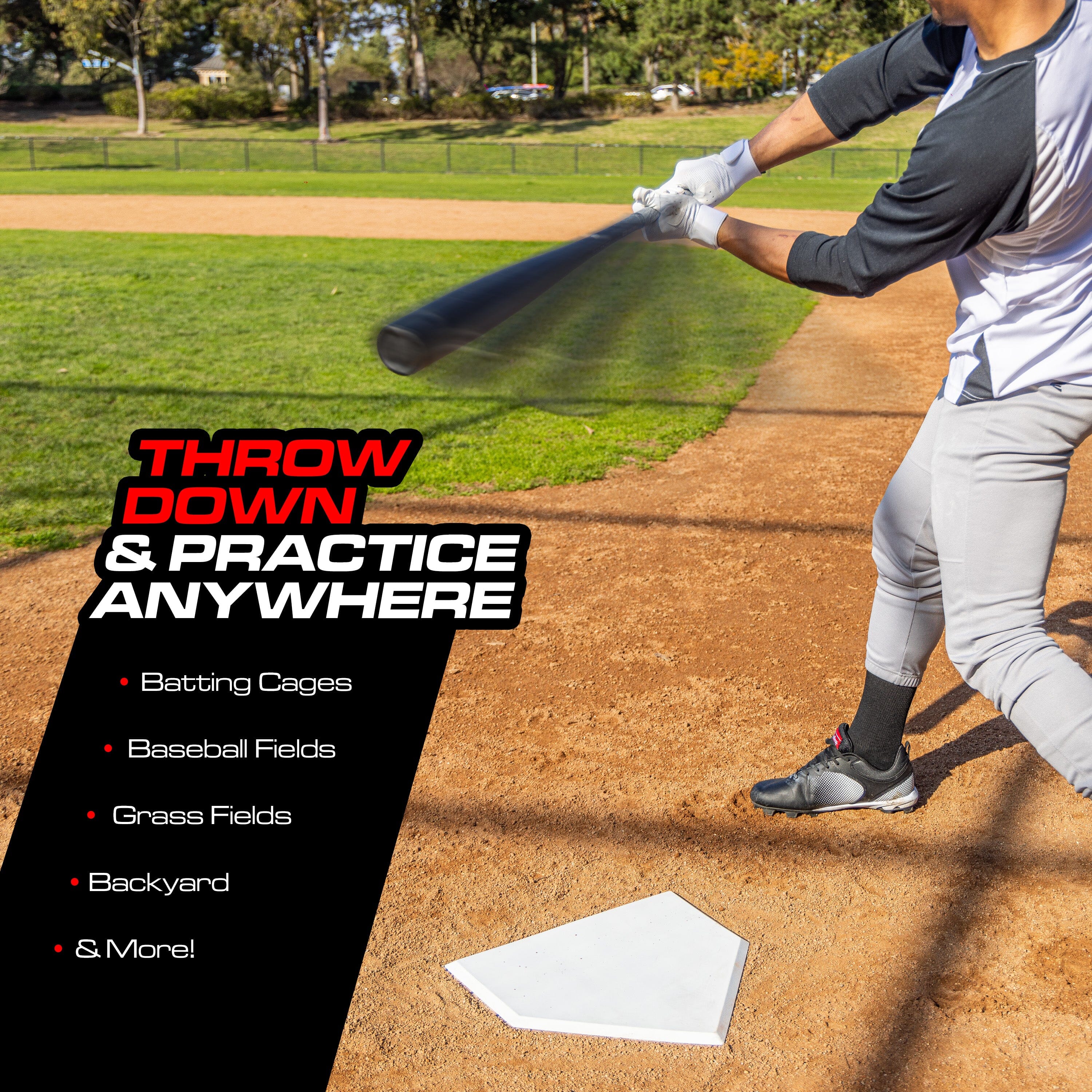 GoSports Baseball & Softball Home Plate - Heavy-Duty Rubber Throw Down Base with Waffle Bottom GoSports 