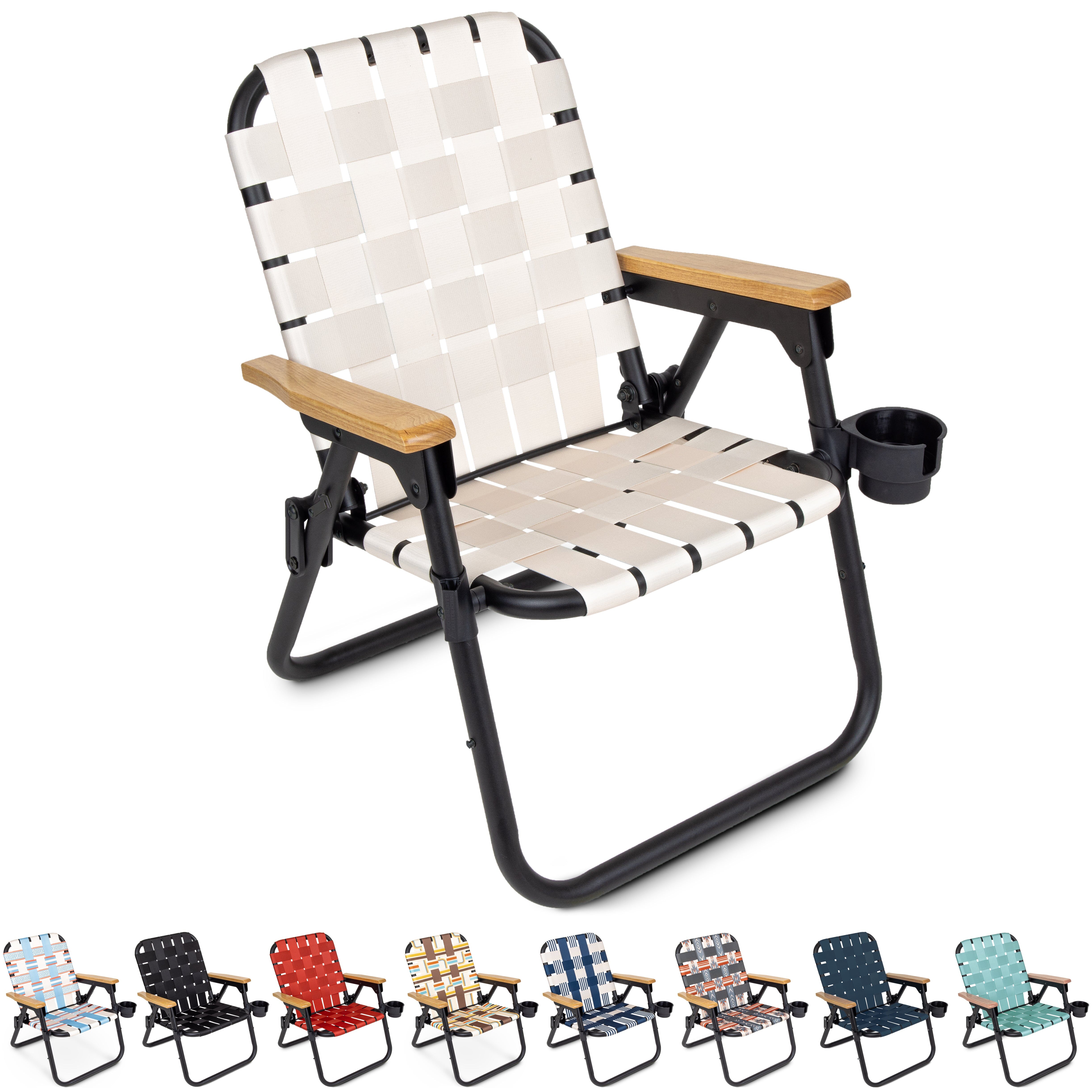 folding beach chair with cup holder