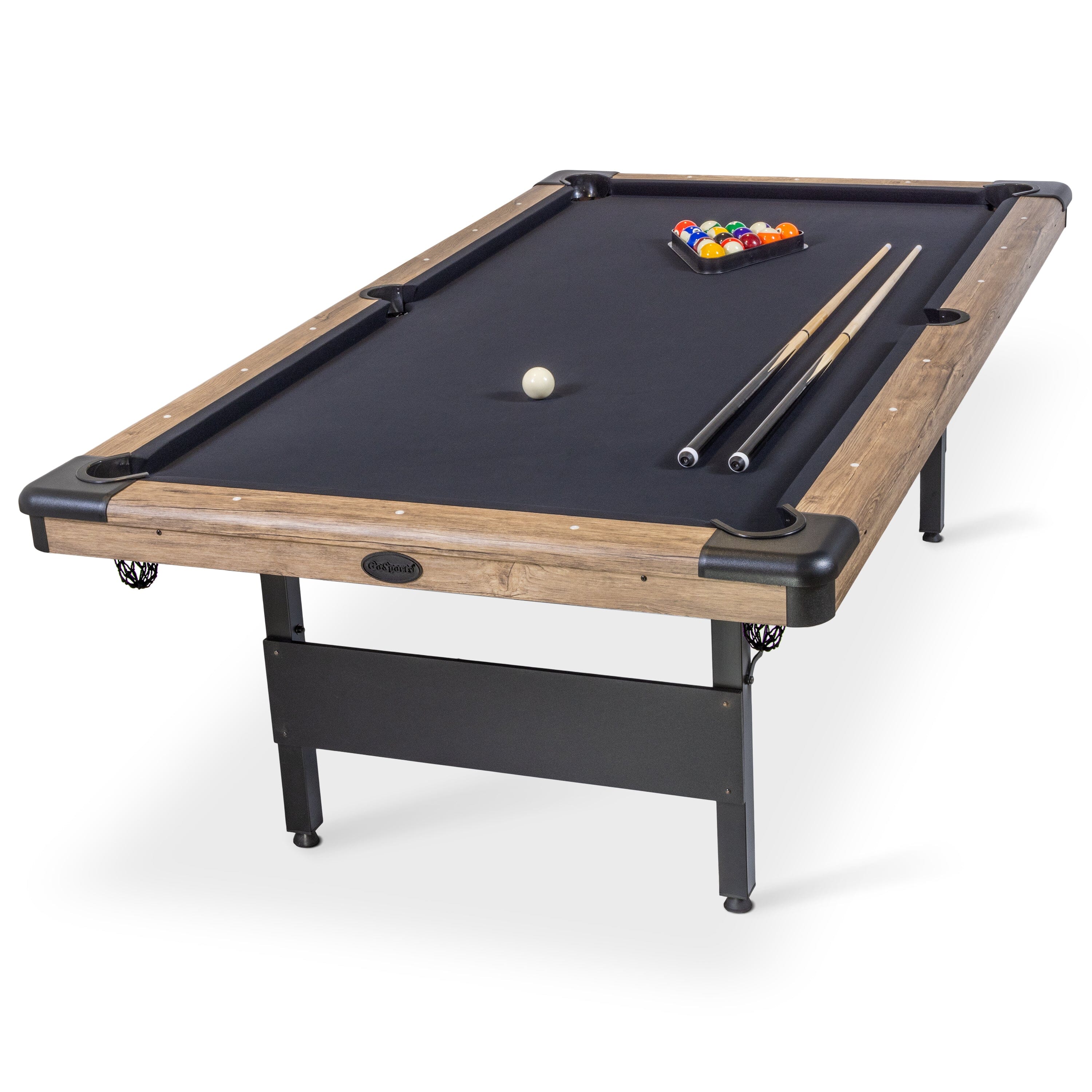 GoSports 8 ft Portable Pool Table - No Assembly Required Folding Billiard Table in Oak GoSports 