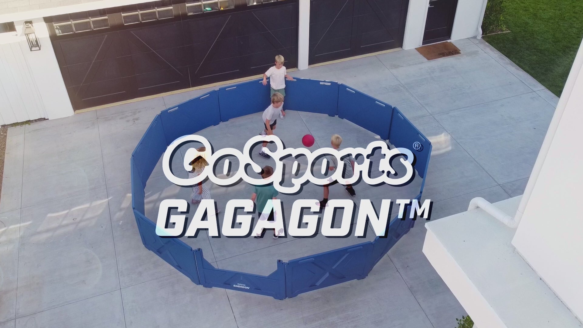 gaga ball pit being played in driveway